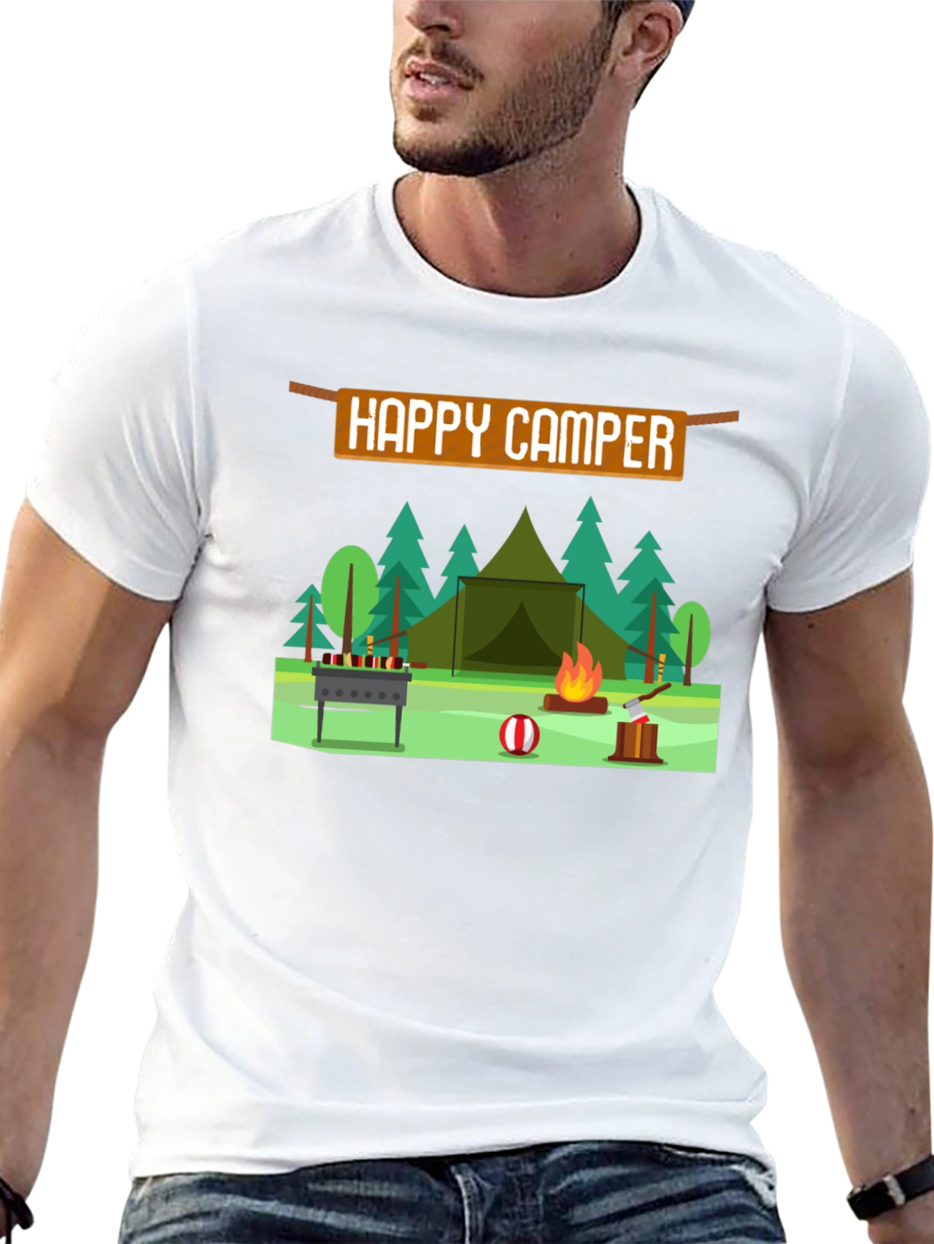 Happy Camper Graphic T-Shirt - Camping Adventure Tee