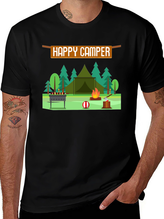 Happy Camper Graphic T-Shirt - Camping Adventure Tee