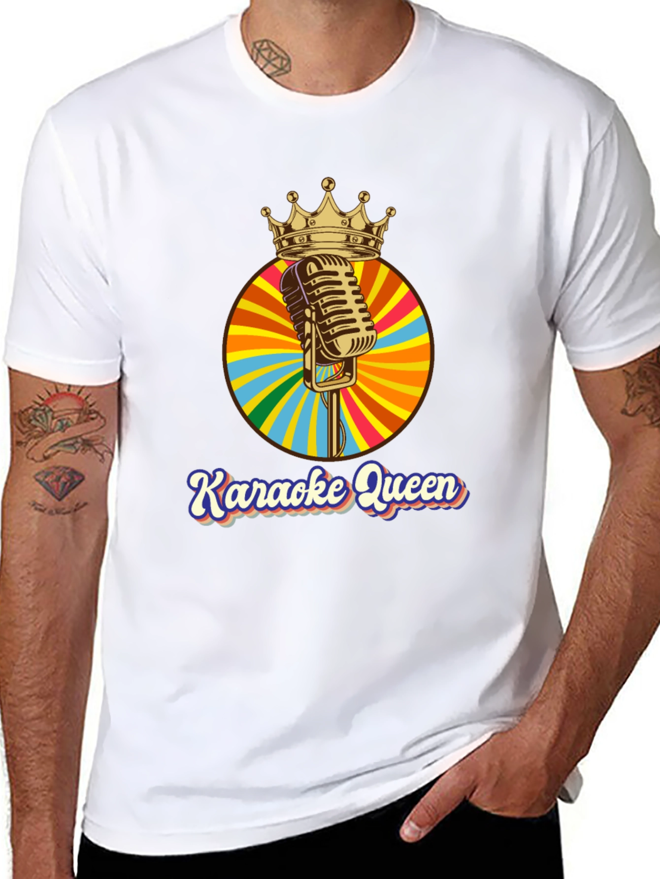 Karaoke Queen Crown Microphone Graphic T-Shirt