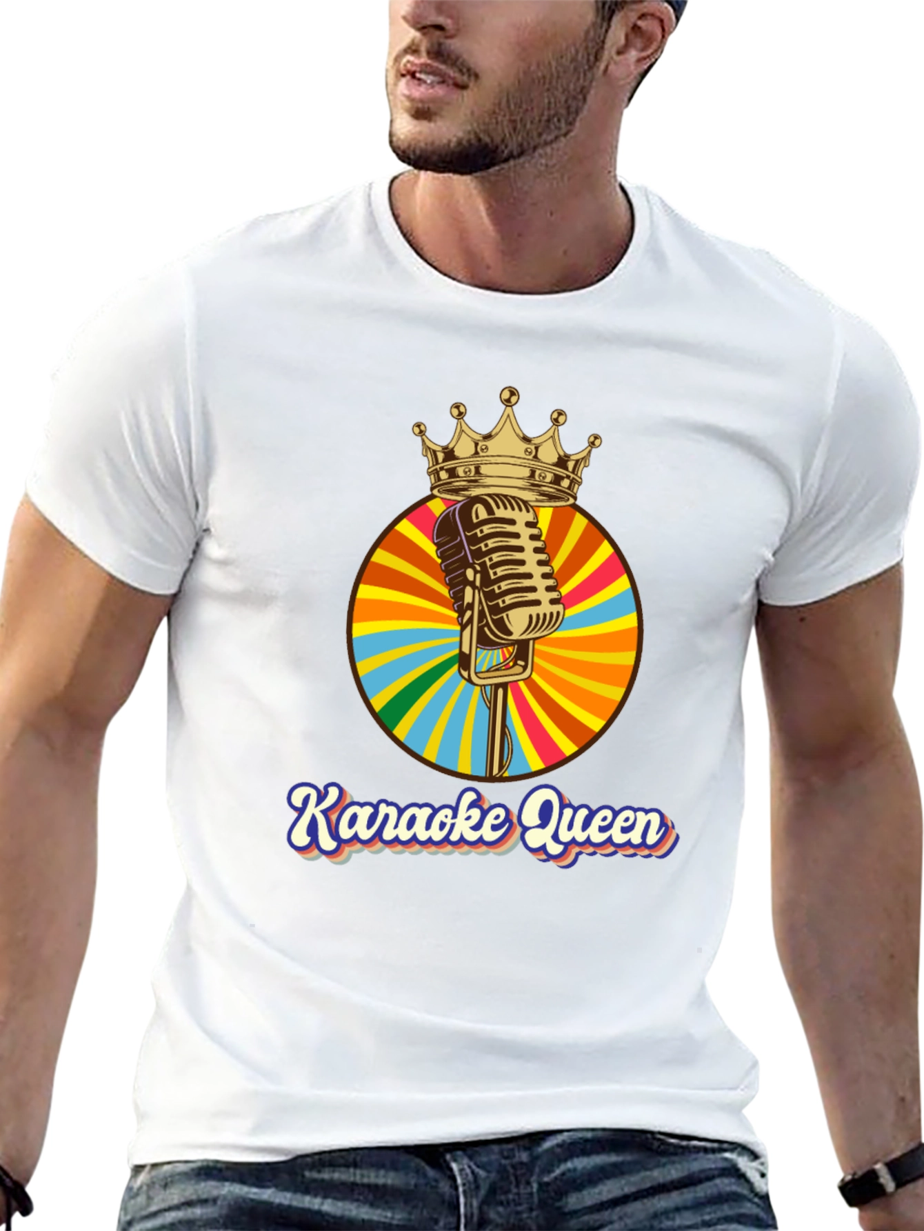 Karaoke Queen Crown Microphone Graphic T-Shirt