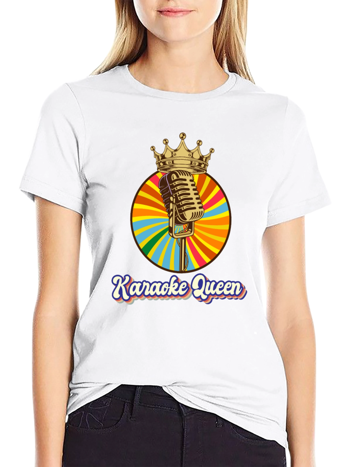 Karaoke Queen Crown Microphone Graphic T-Shirt
