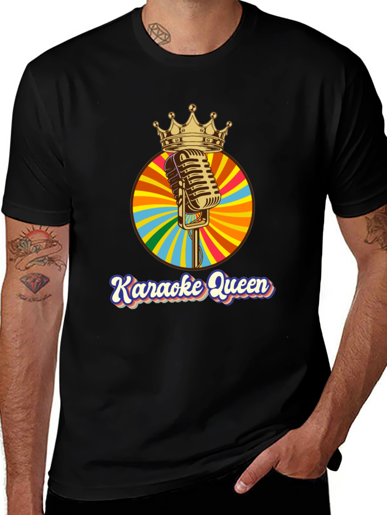 Karaoke Queen Crown Microphone Graphic T-Shirt