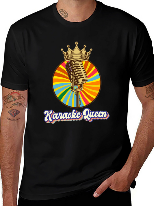 Karaoke Queen Crown Microphone Graphic T-Shirt