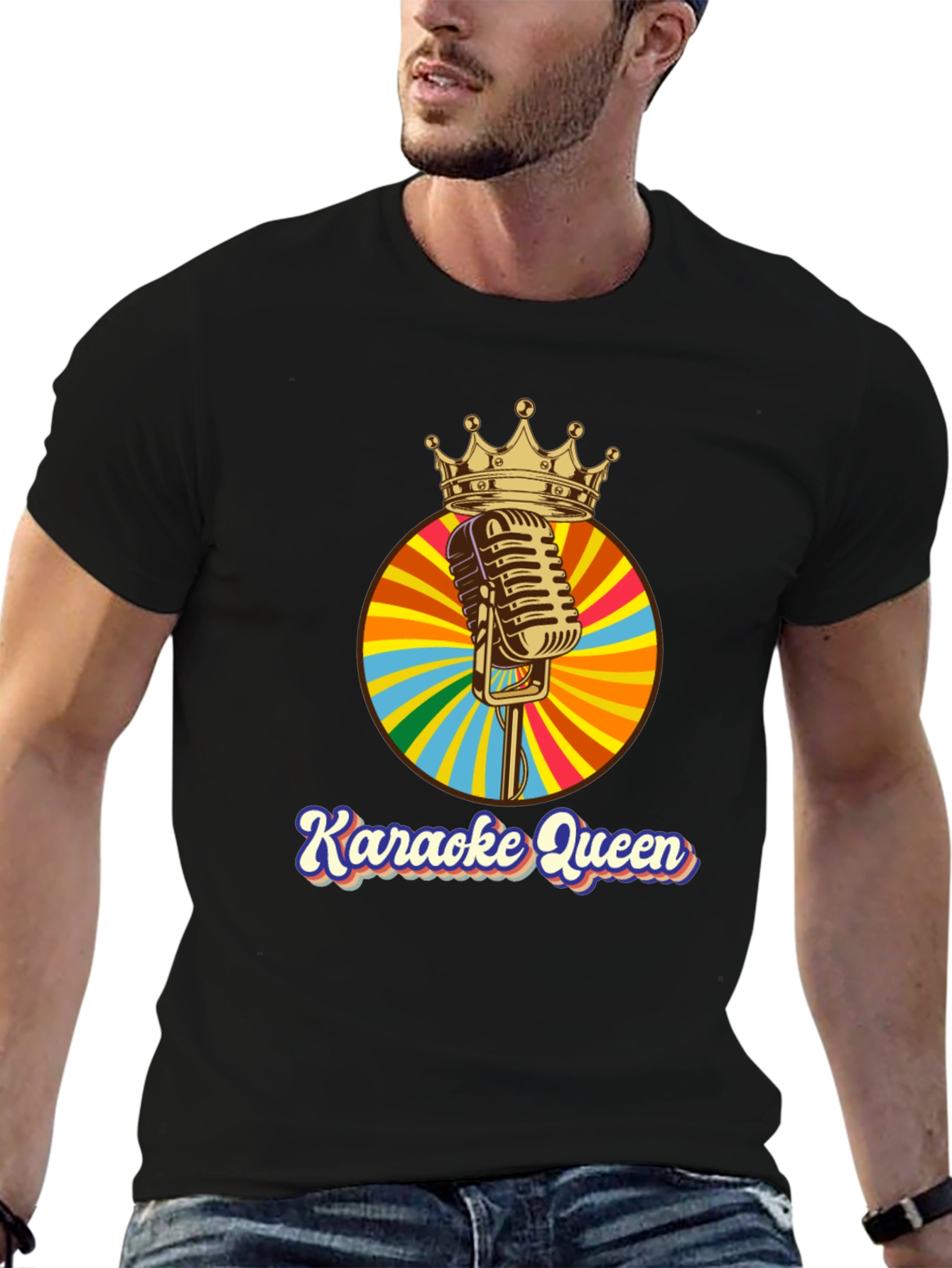 Karaoke Queen Crown Microphone Graphic T-Shirt