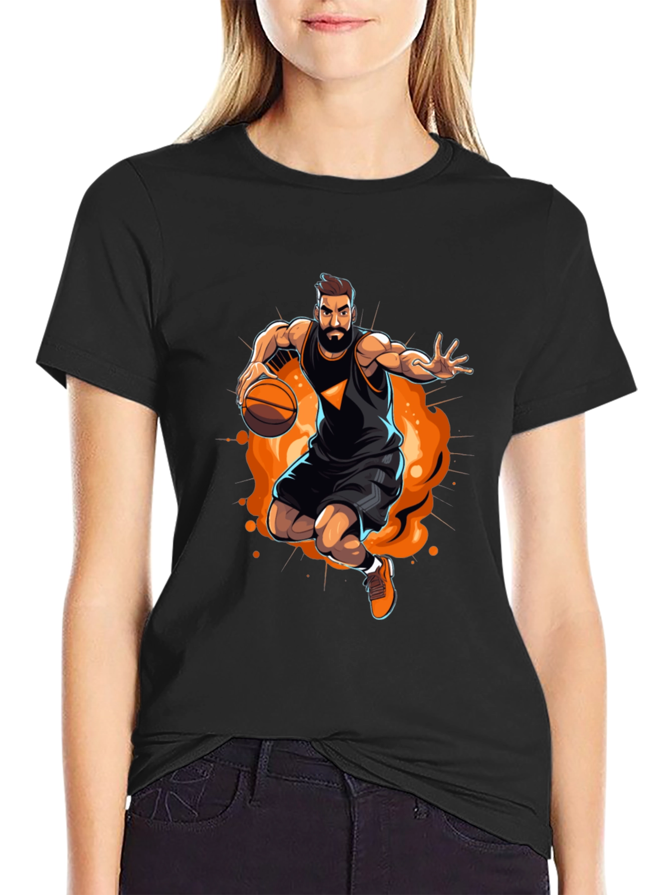 Basketball Player Graphic Black T-Shirt