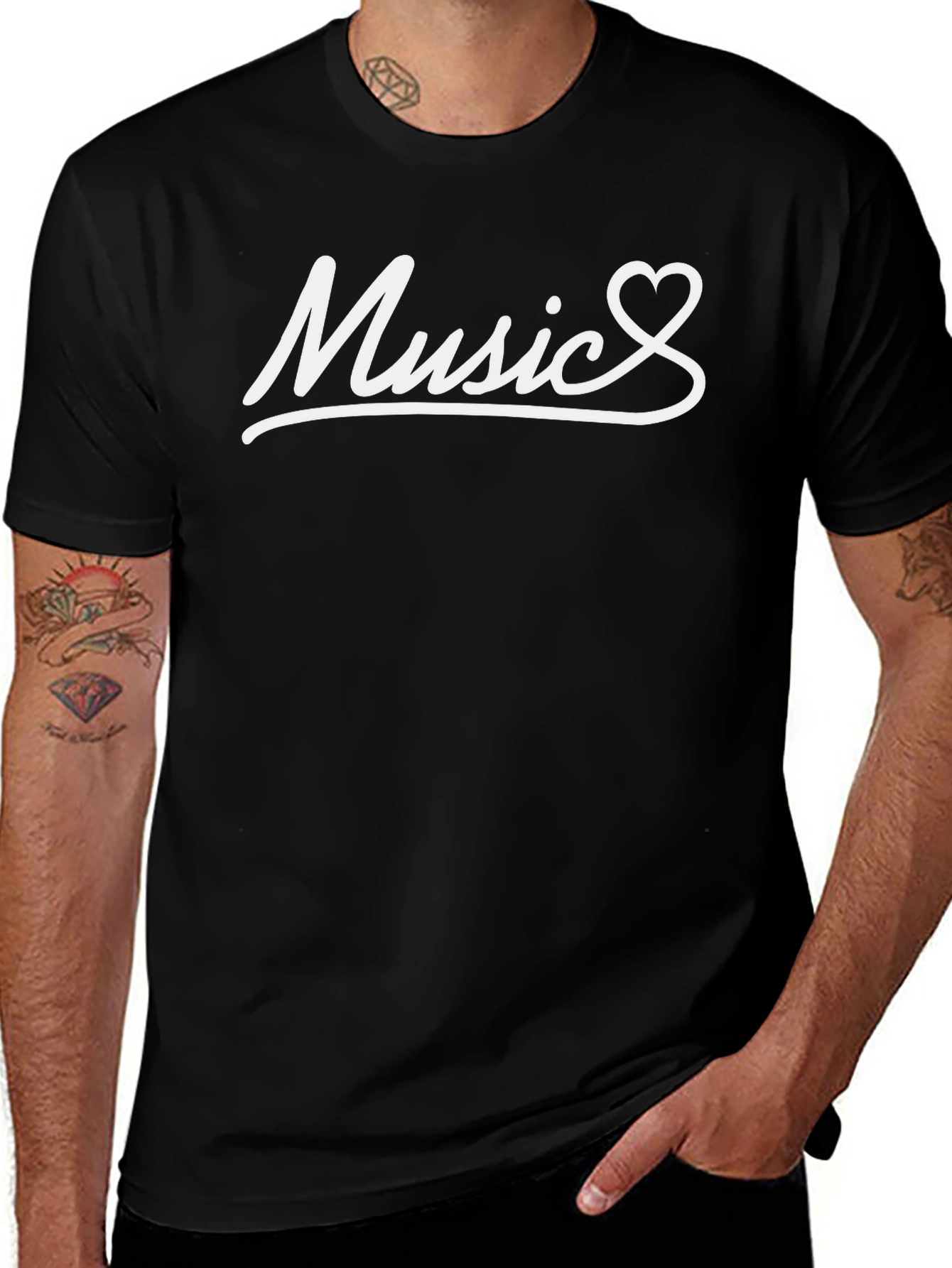 Music Heartbeat T-Shirt - Black Cotton Tee