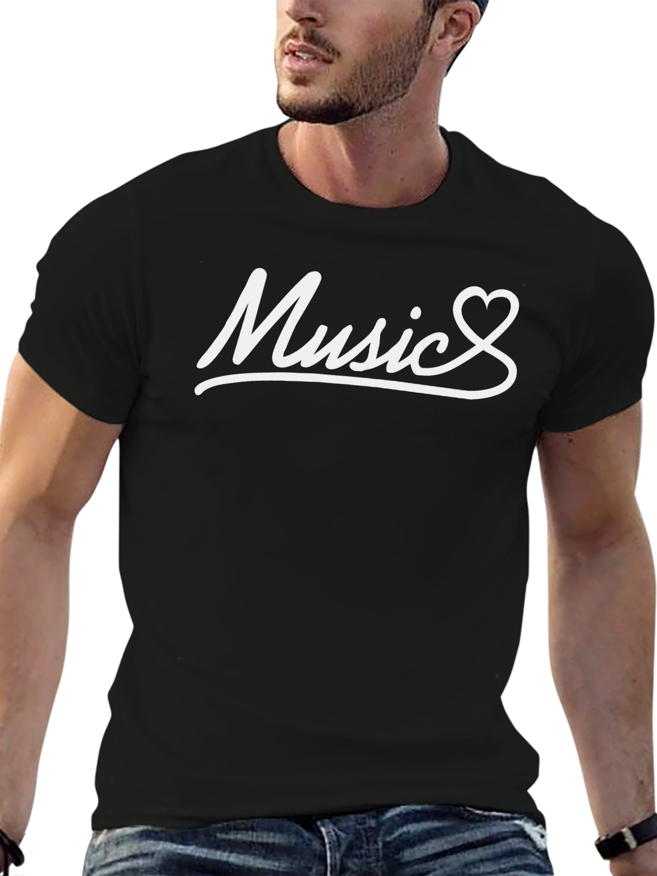 Music Heartbeat T-Shirt - Black Cotton Tee