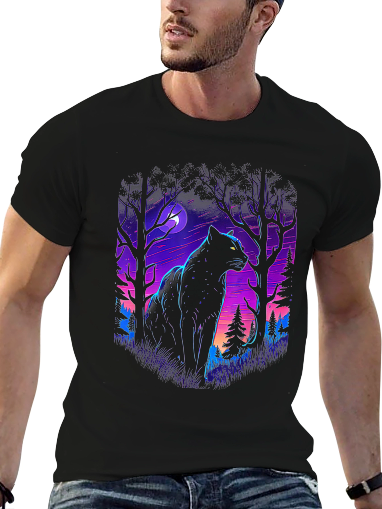 Black Panther Forest Graphic T-Shirt