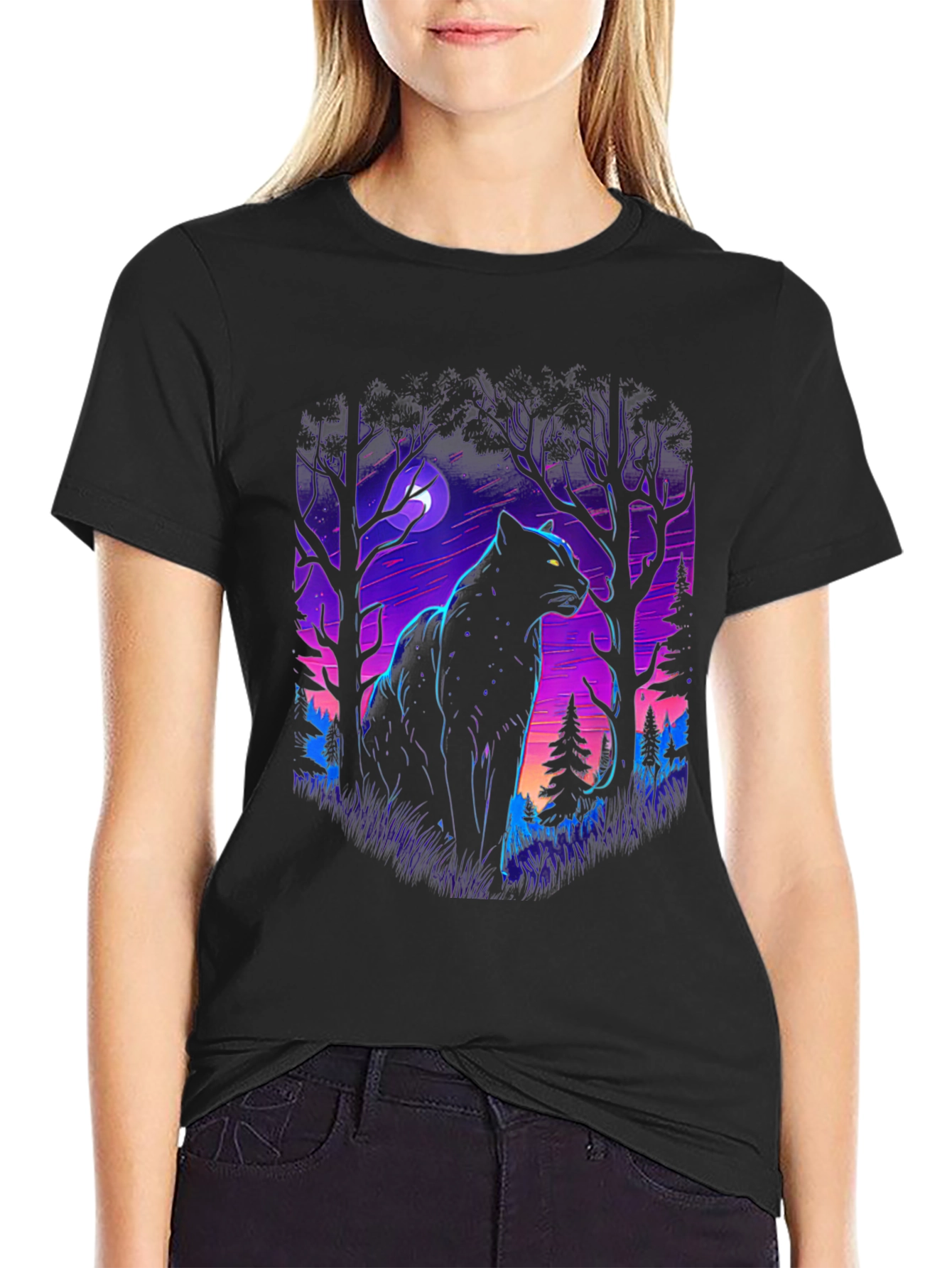 Black Panther Forest Graphic T-Shirt