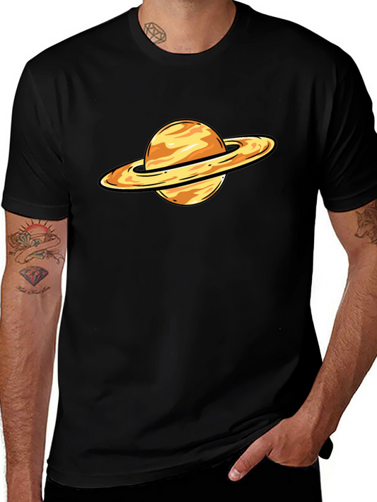 Saturn Graphic T-Shirt - Black Cotton Blend