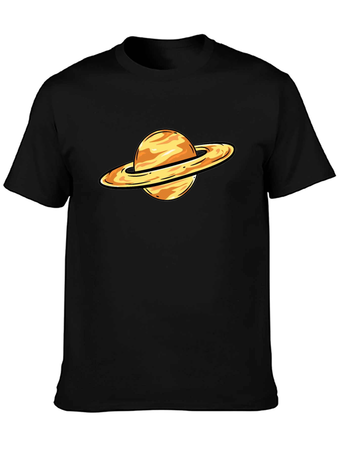 Saturn Graphic T-Shirt - Black Cotton Blend