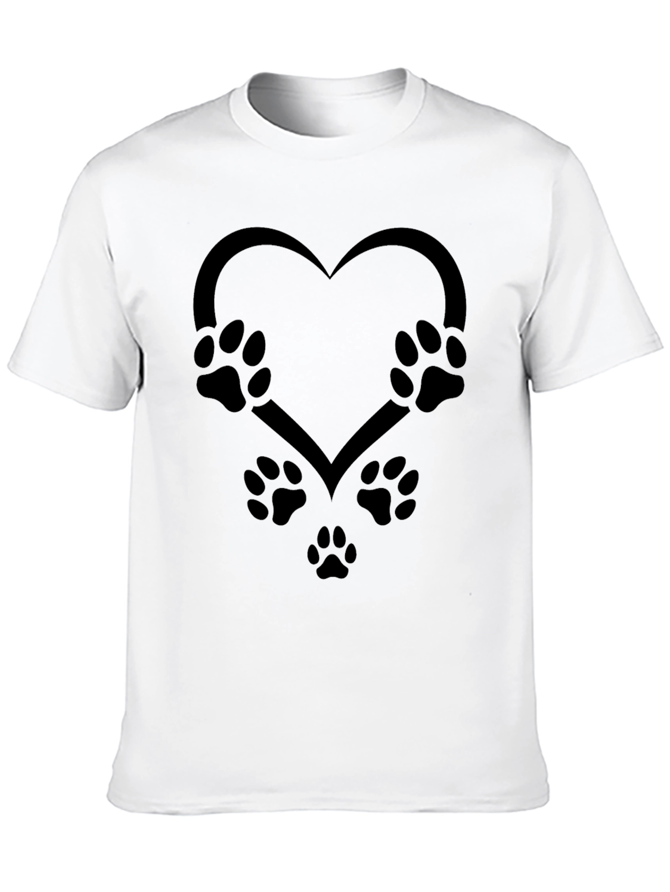 Paw Print Heart Graphic Tee - Black