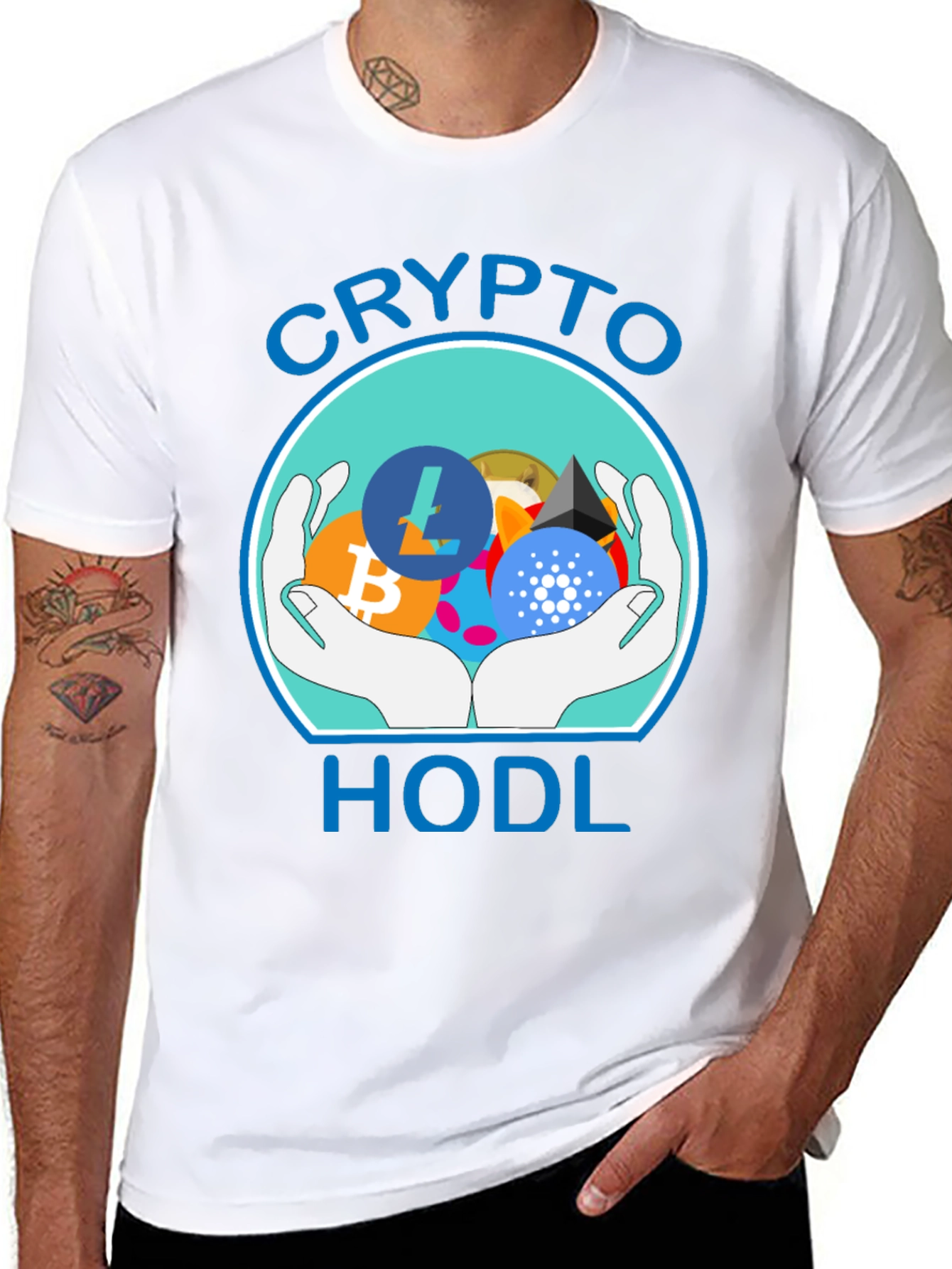 Crypto HODL T-Shirt - Bitcoin Ethereum Litecoin