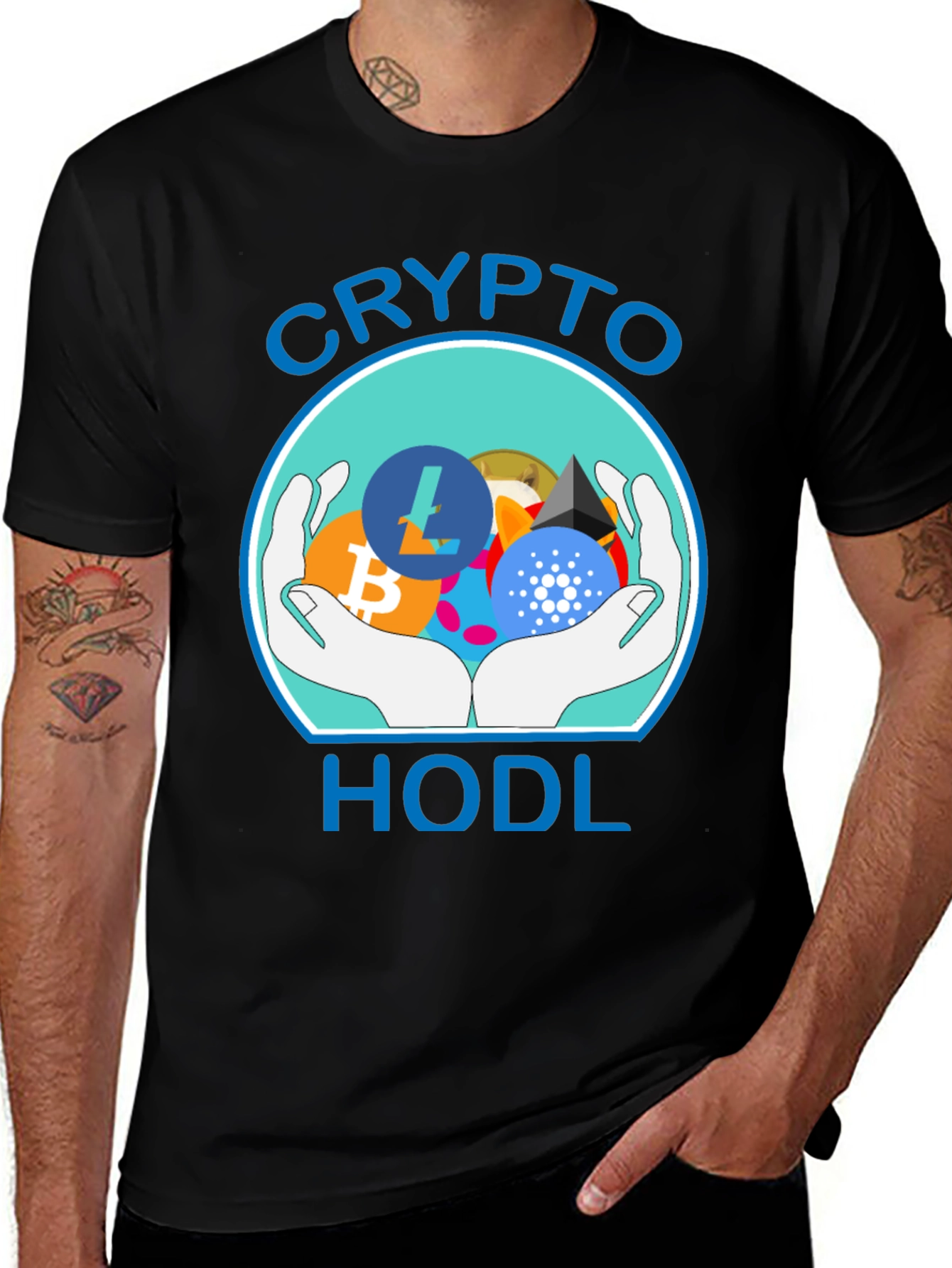 Crypto HODL T-Shirt - Bitcoin Ethereum Litecoin