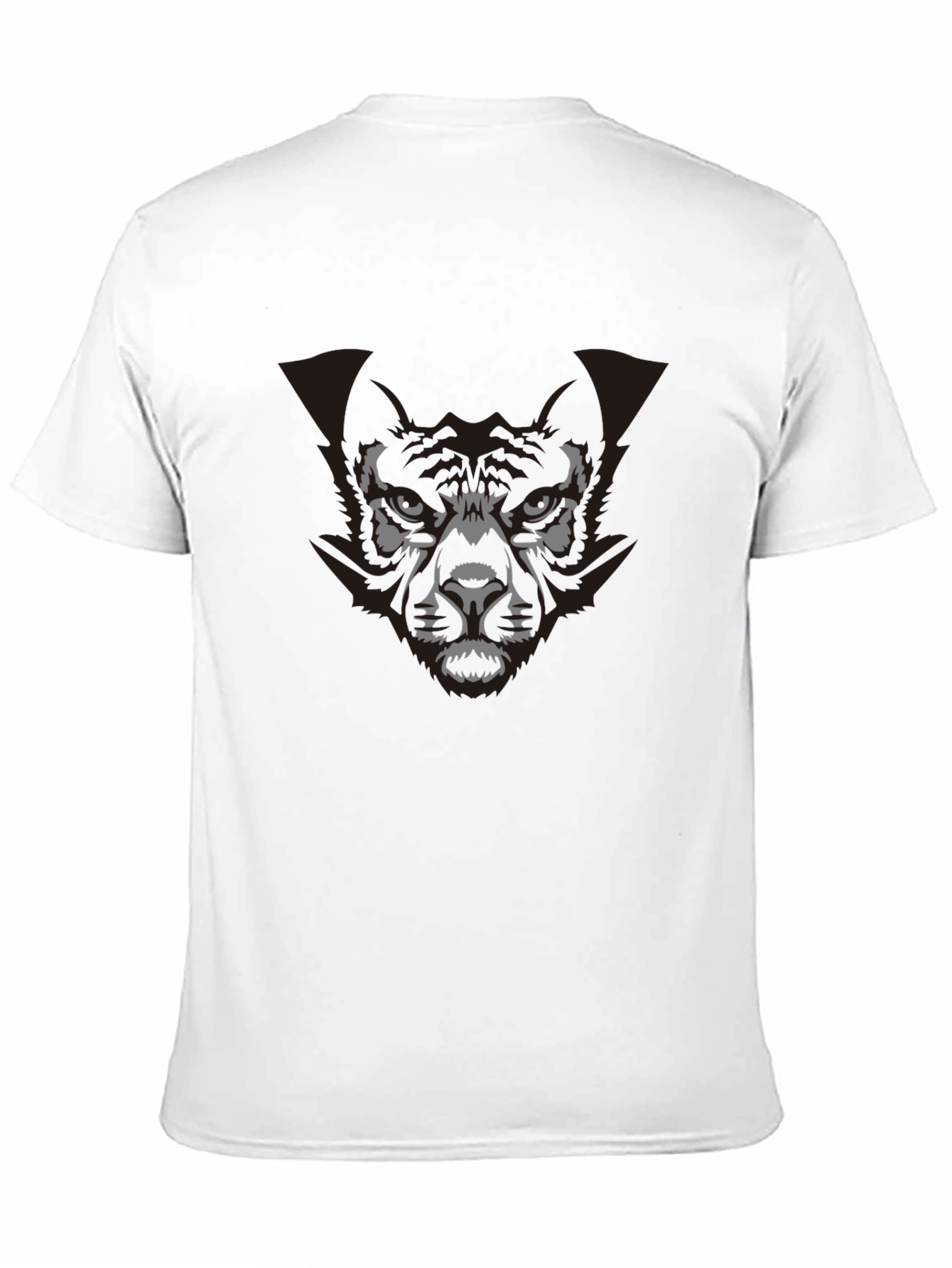 Mens Graphic Print Black T-Shirt - Wolf Design