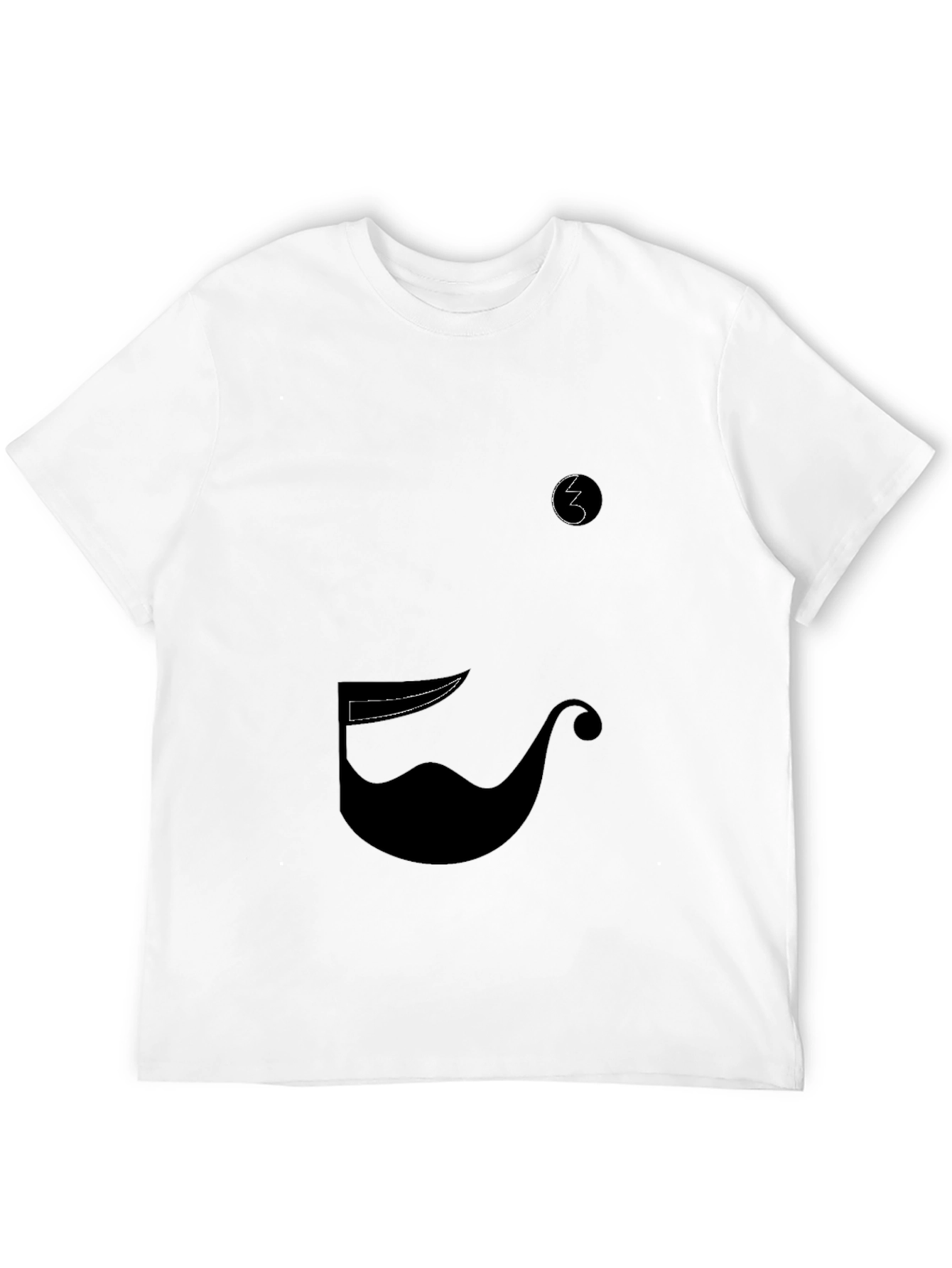 Whimsical Mustache Graphic Tee - Black Cotton Blend