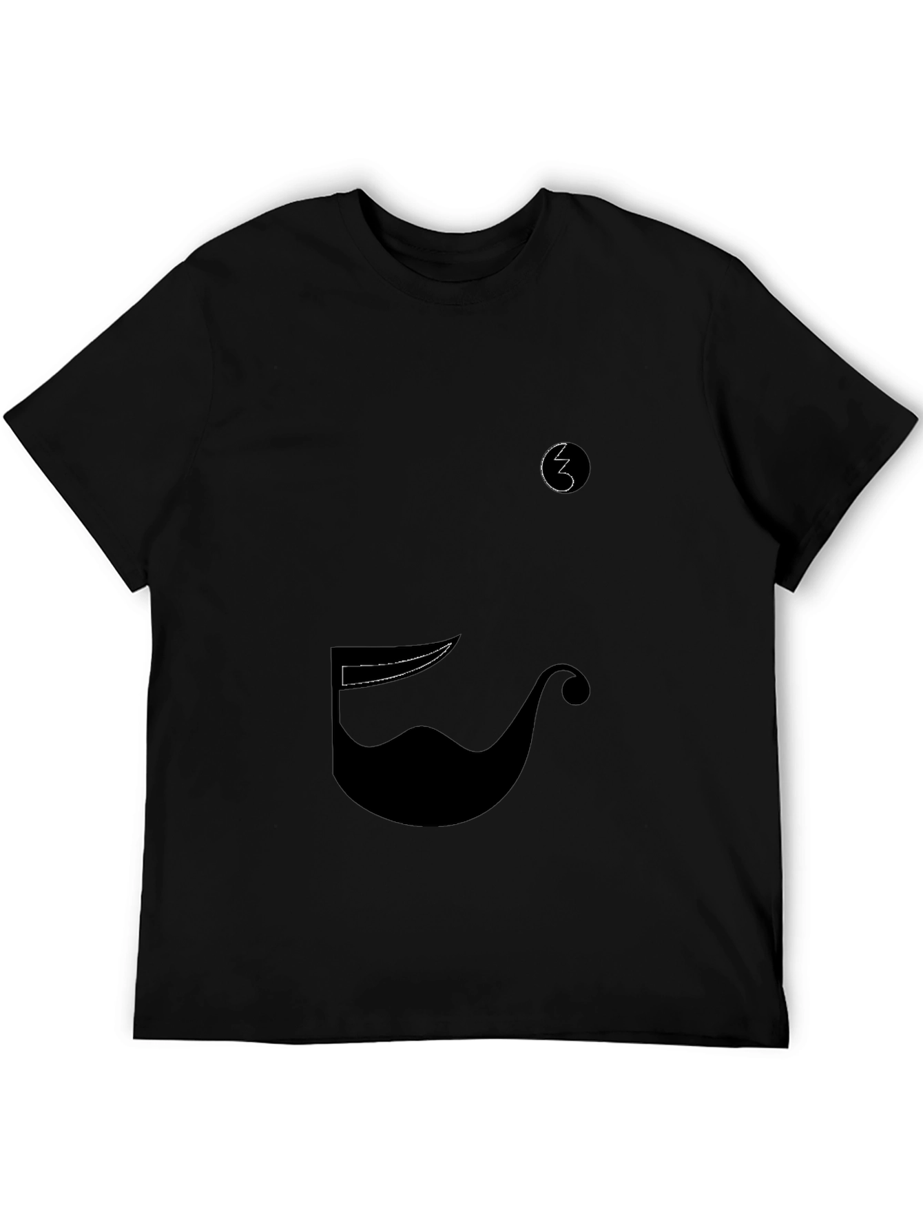 Whimsical Mustache Graphic Tee - Black Cotton Blend