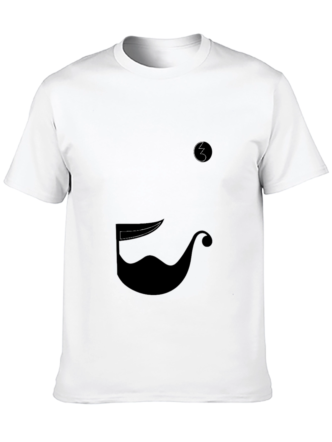 Whimsical Mustache Graphic Tee - Black Cotton Blend
