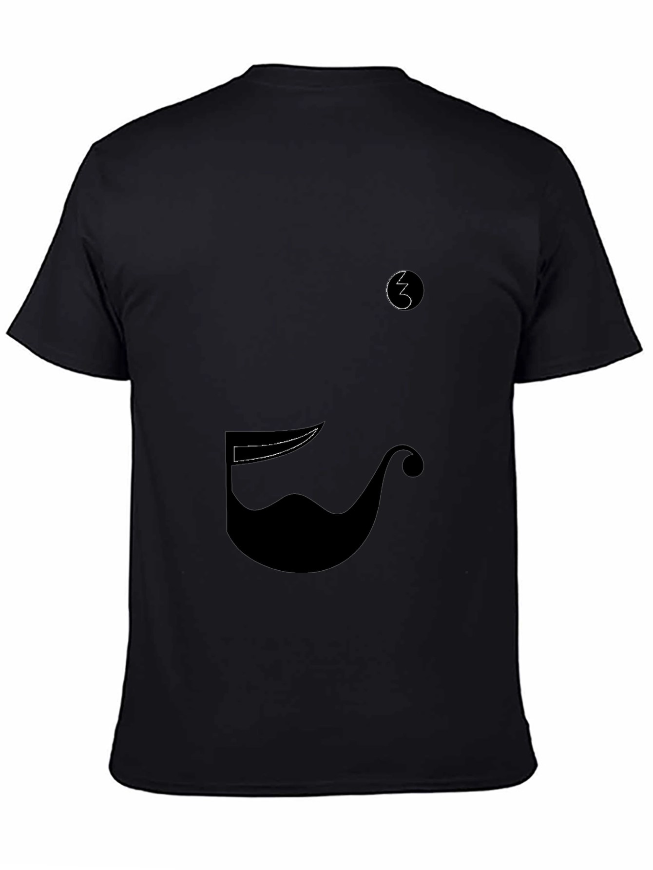 Whimsical Mustache Graphic Tee - Black Cotton Blend