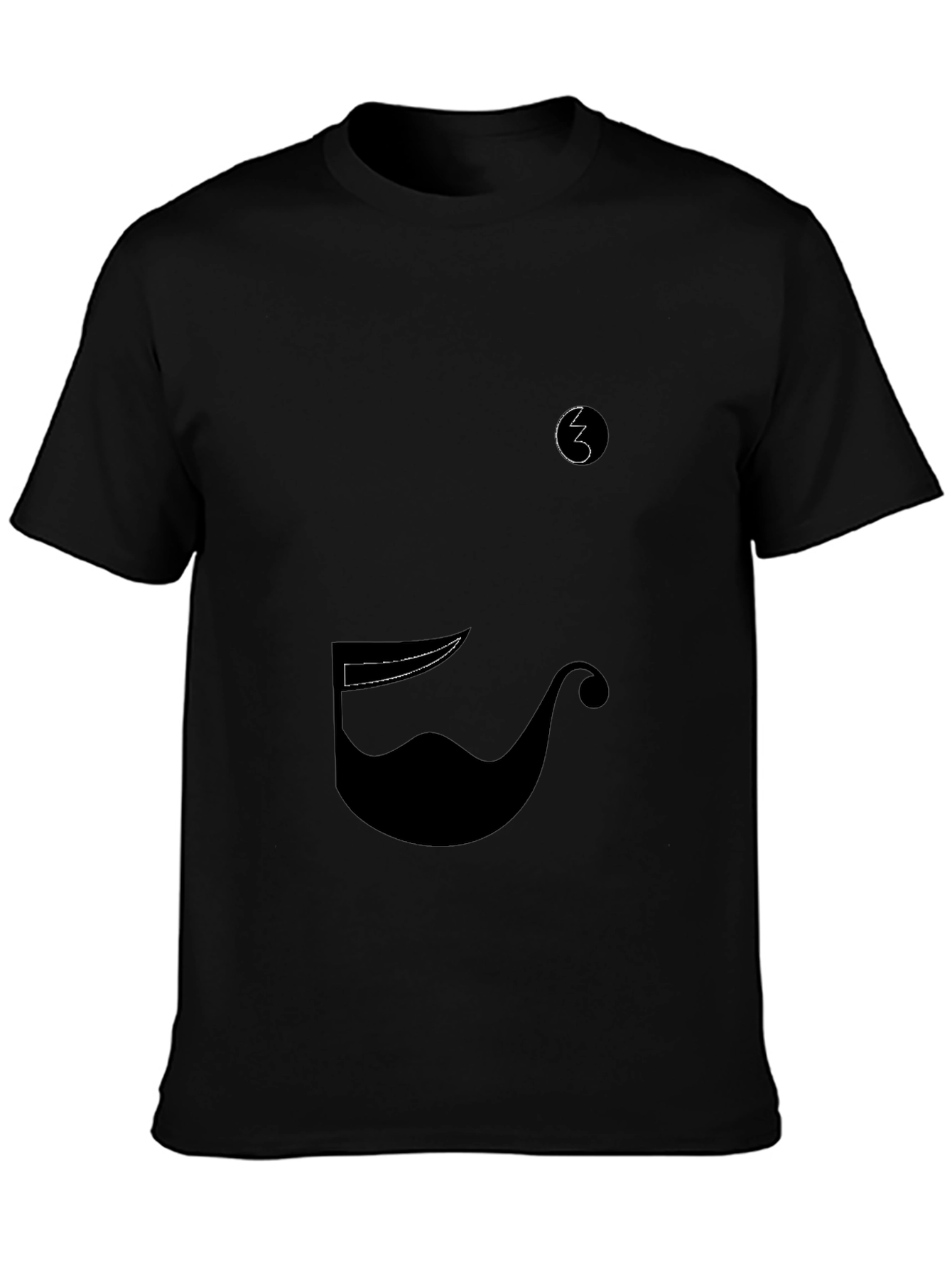 Whimsical Mustache Graphic Tee - Black Cotton Blend