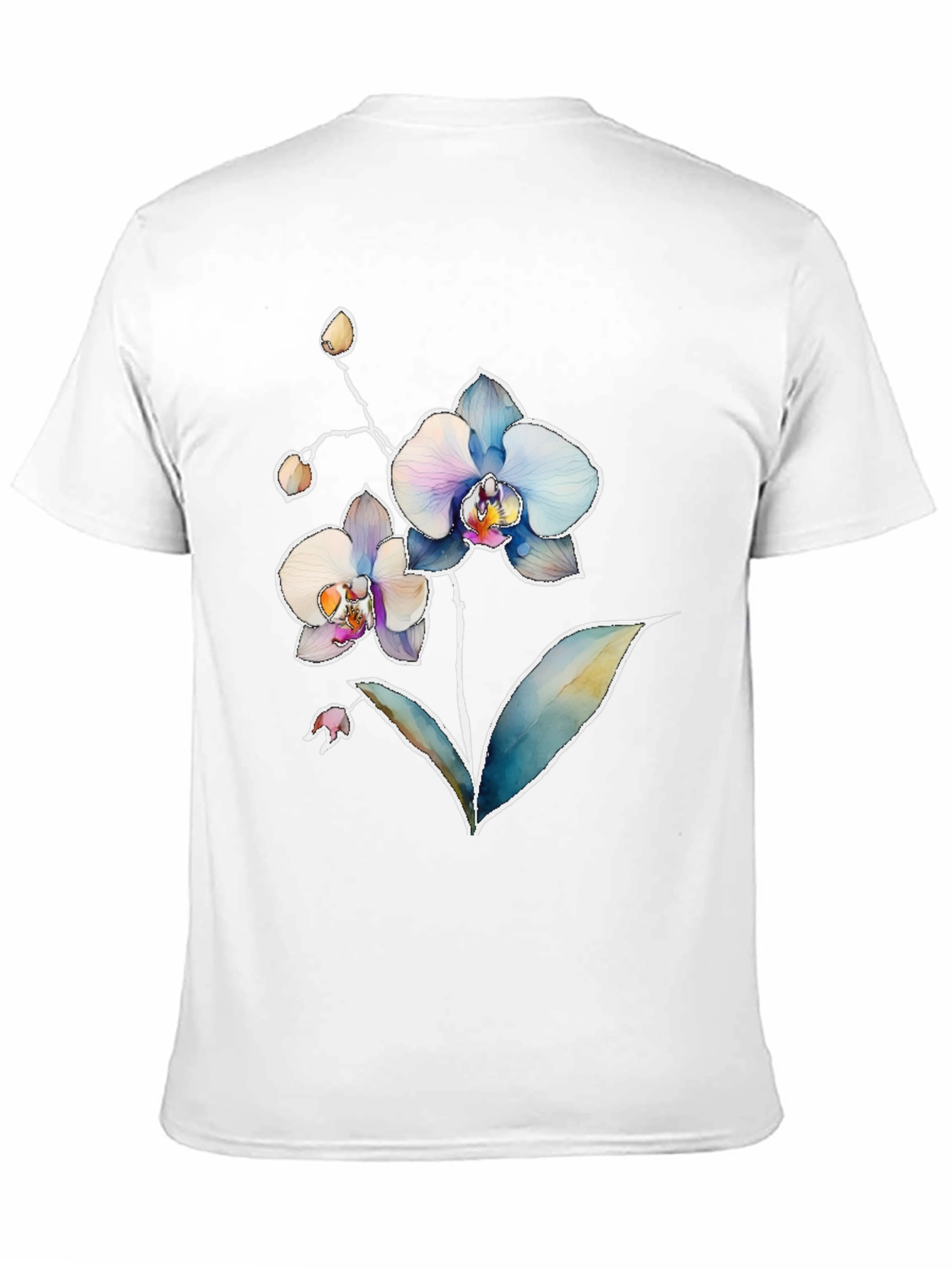 Floral Orchid Print Mens Black T-Shirt