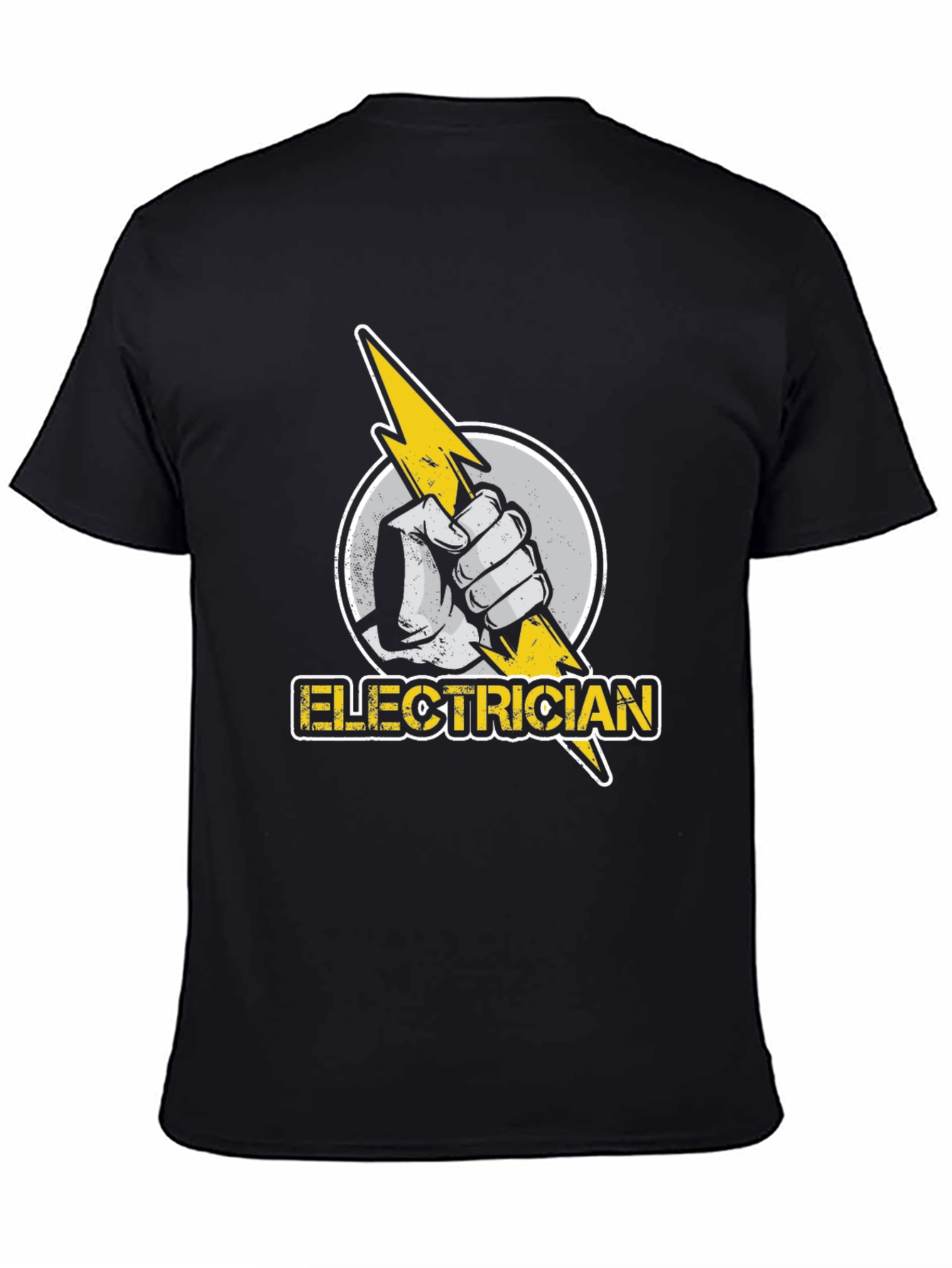 Electrician T-Shirt: Hand Holding Lightning Bolt Design