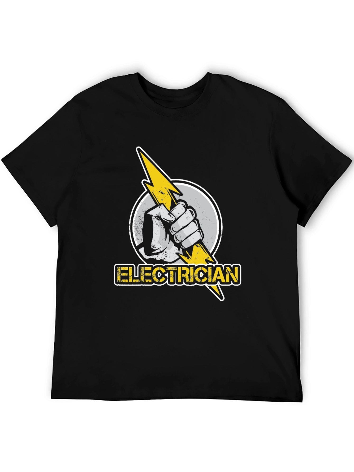 Electrician T-Shirt: Hand Holding Lightning Bolt Design