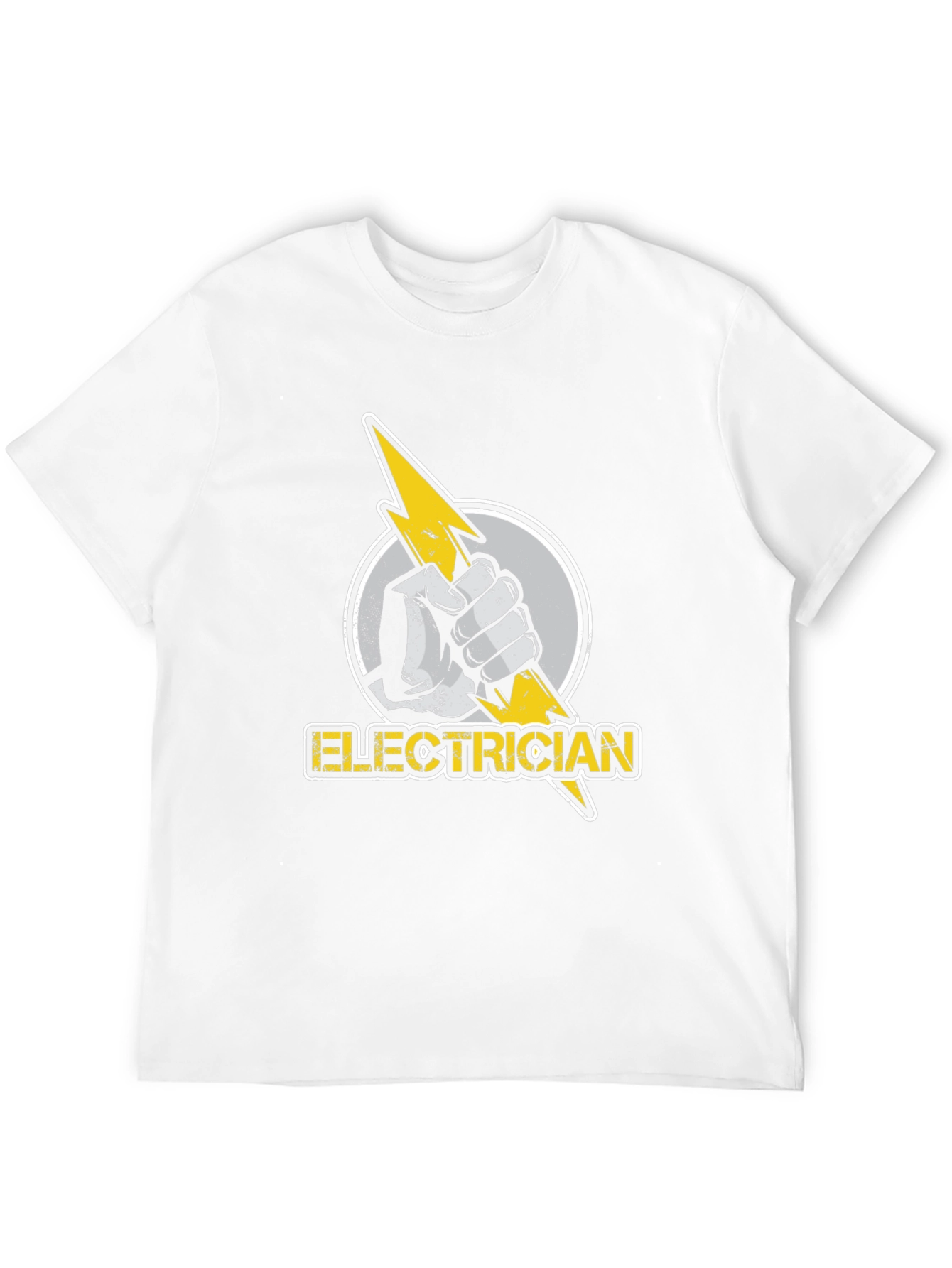 Electrician T-Shirt: Hand Holding Lightning Bolt Design