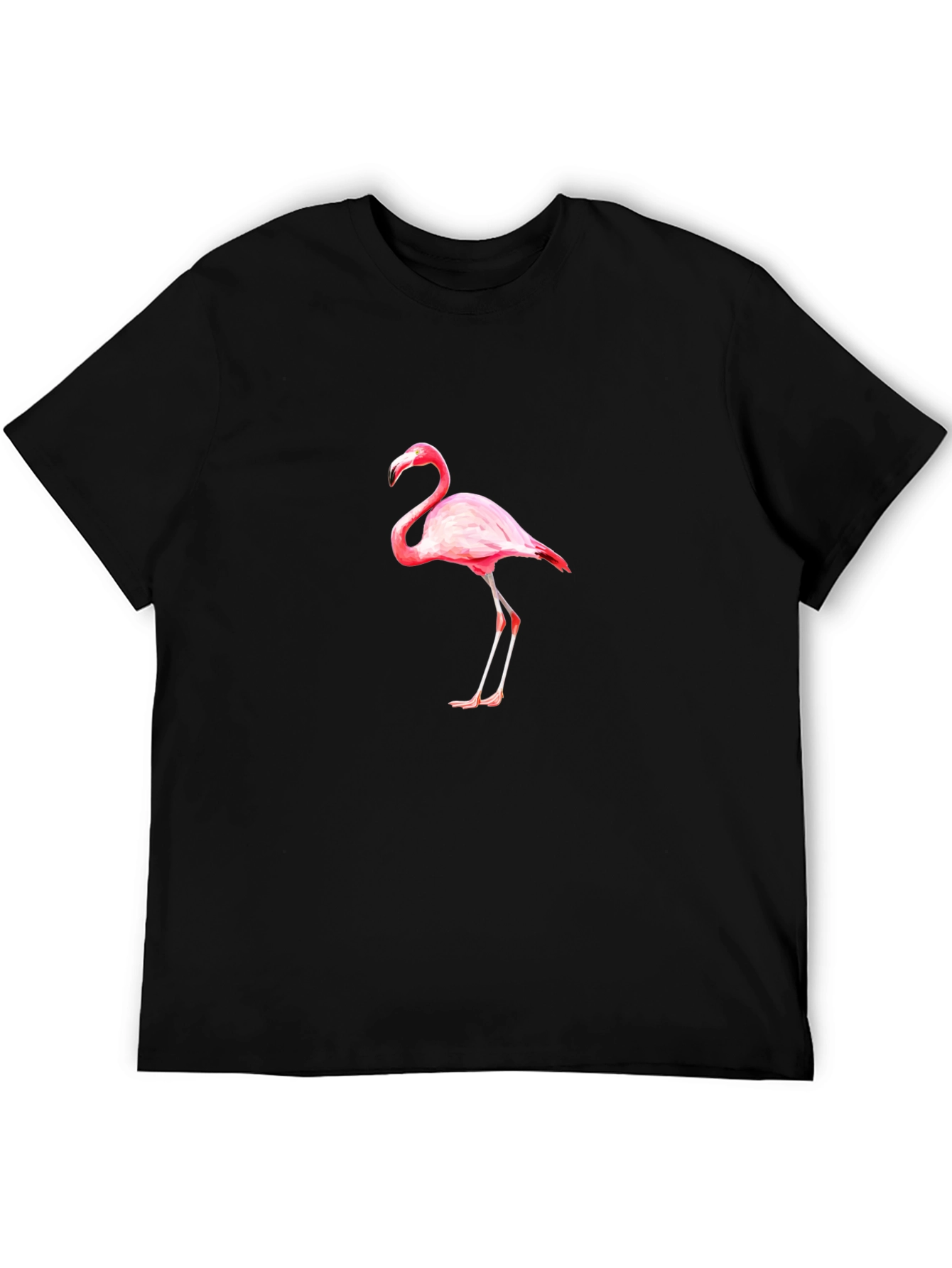 Black T-Shirt with Pink Flamingo Print