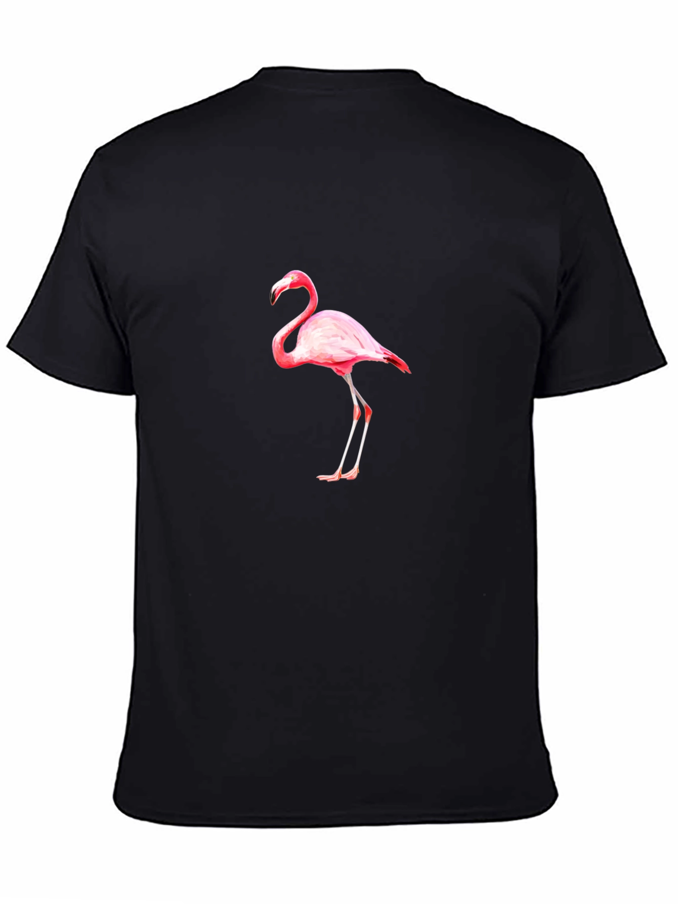 Black T-Shirt with Pink Flamingo Print