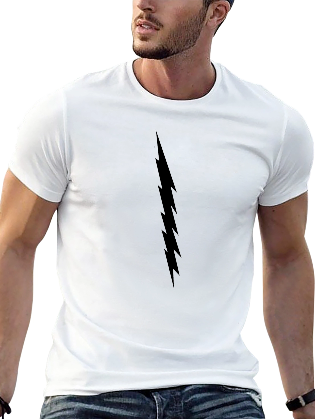 Black T-Shirt with Lightning Bolt Graphic