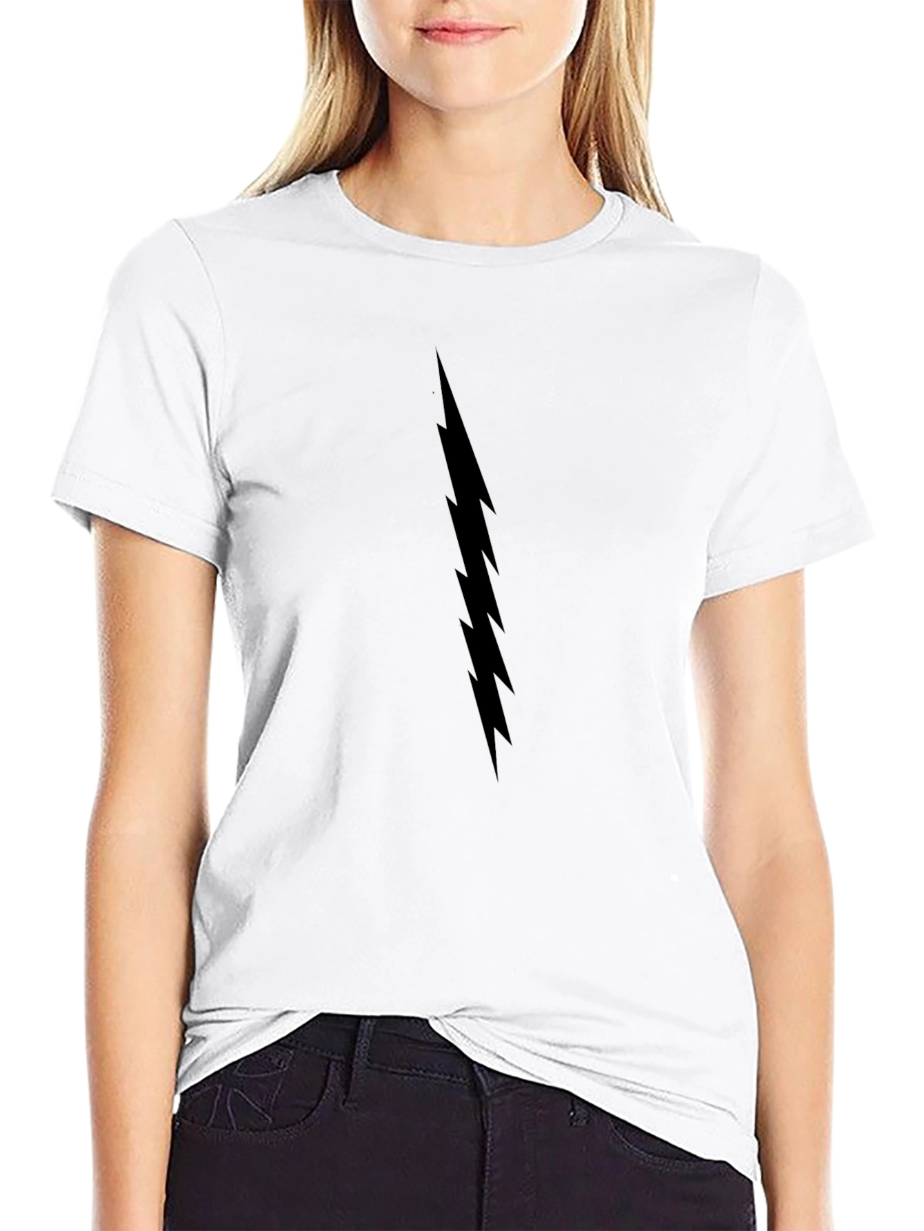 Black T-Shirt with Lightning Bolt Graphic