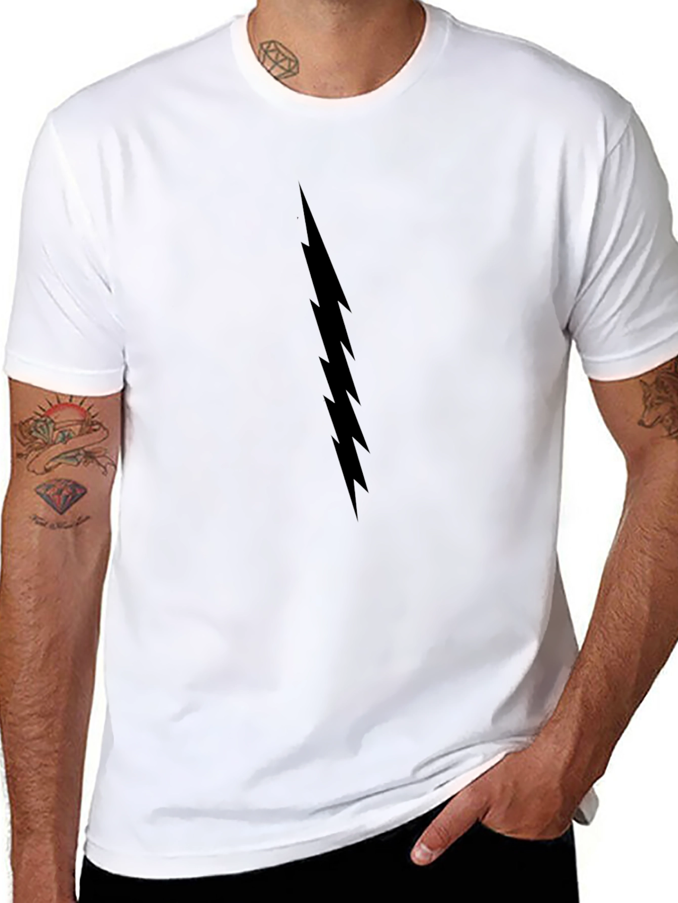 Black T-Shirt with Lightning Bolt Graphic