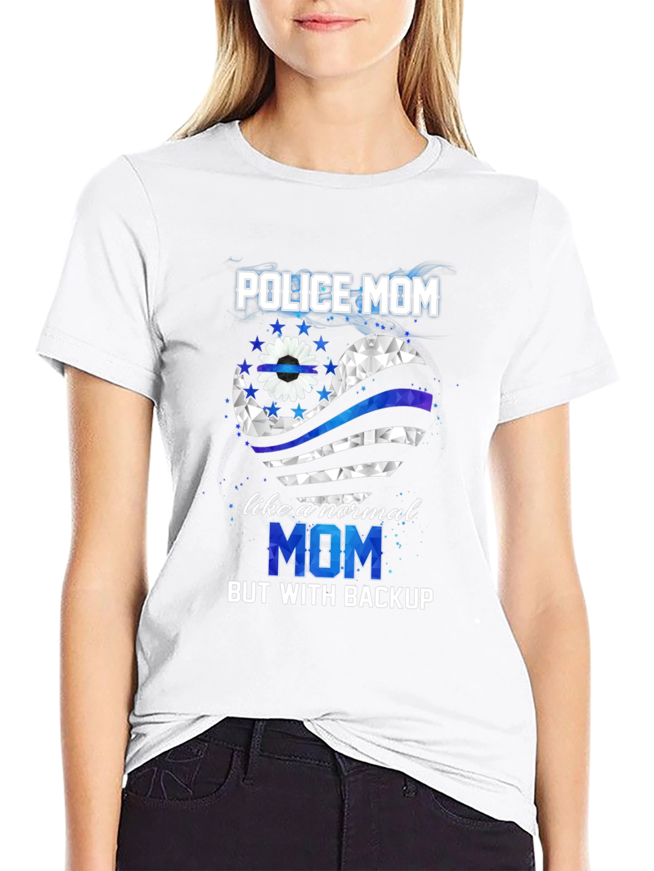 Police Mom T-Shirt: With Backup Support Tee