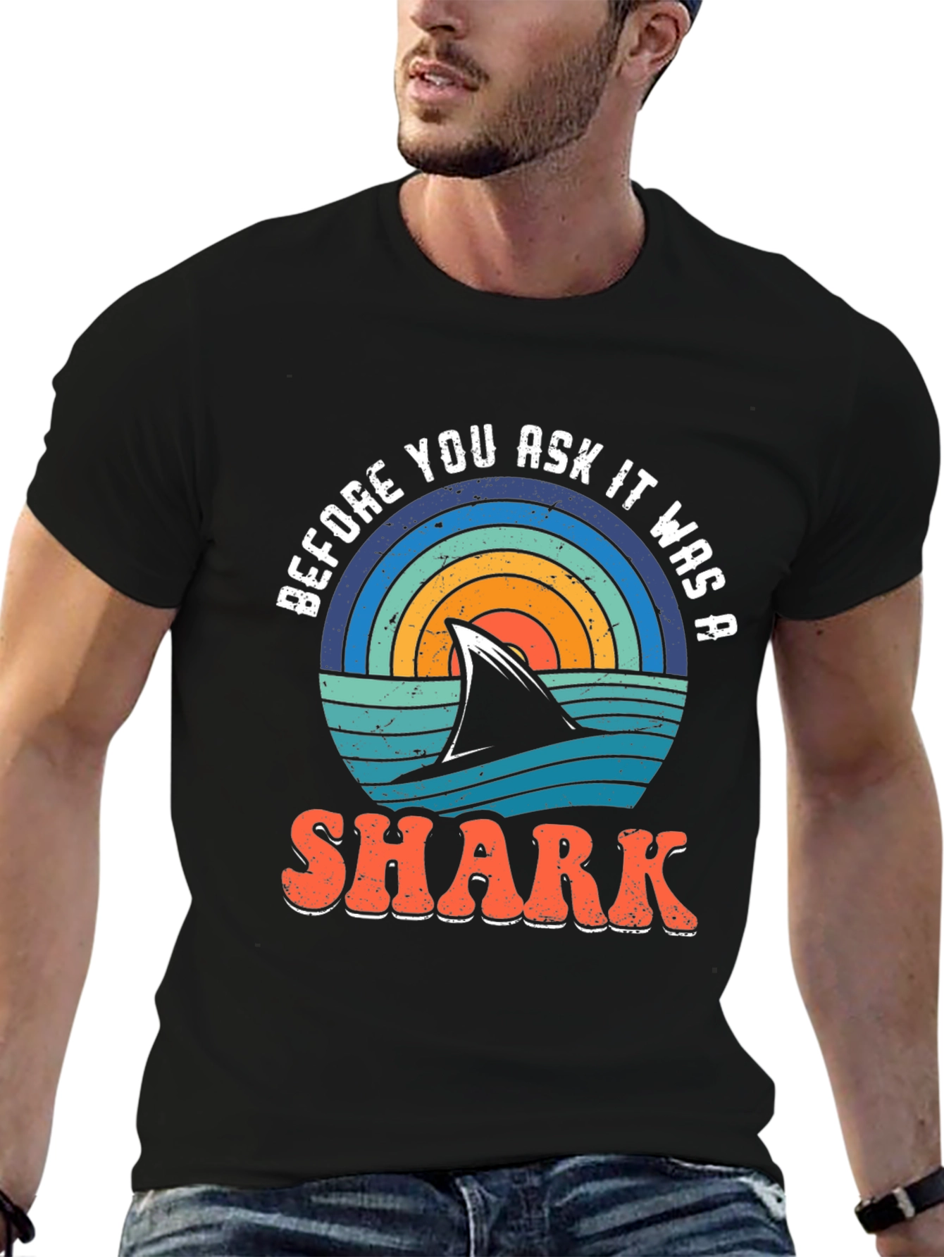 Retro Shark Graphic T-Shirt - Before You Ask