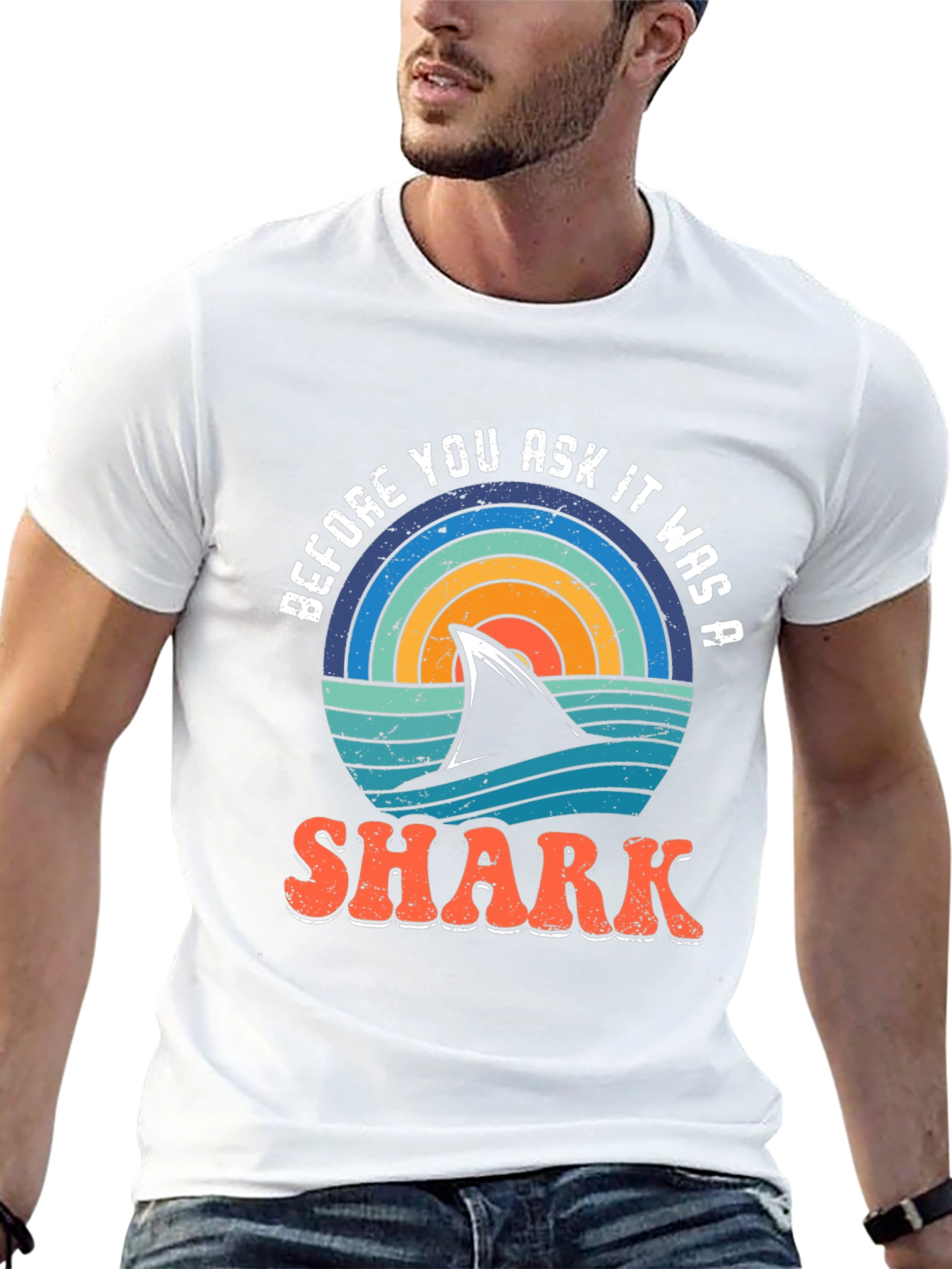 Retro Shark Graphic T-Shirt - Before You Ask