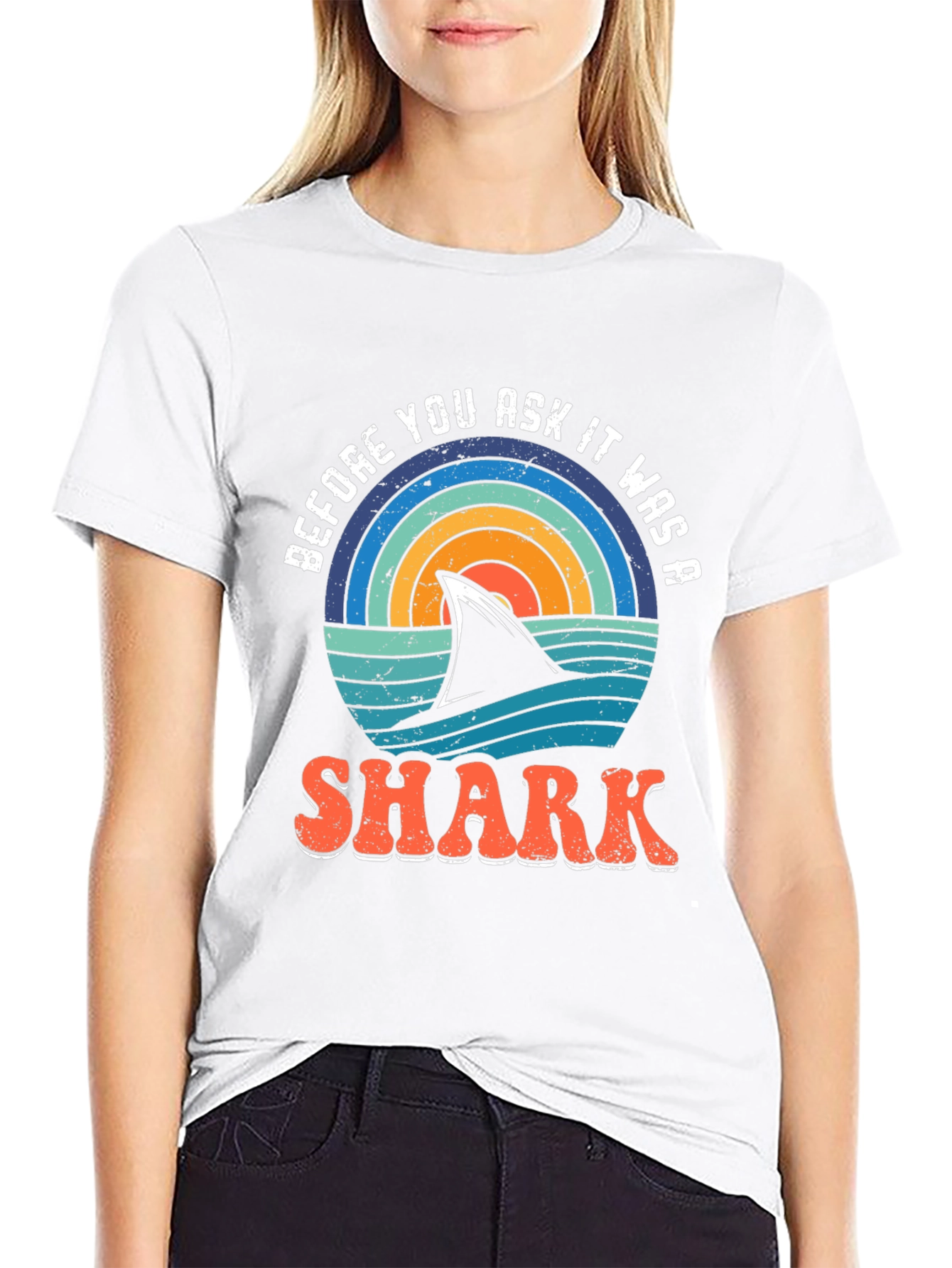 Retro Shark Graphic T-Shirt - Before You Ask