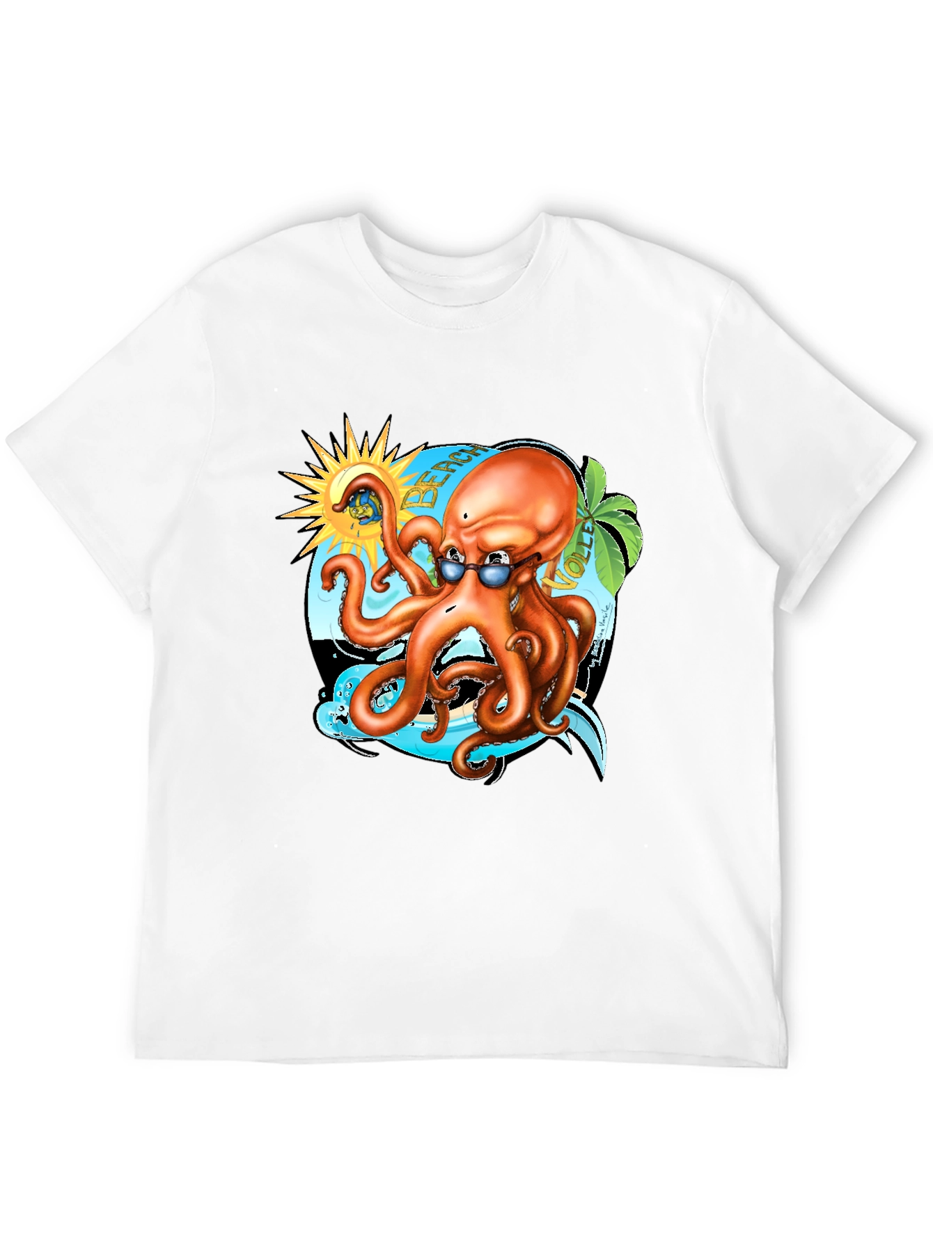 Cool Octopus Beach Volleyball Graphic Tee
