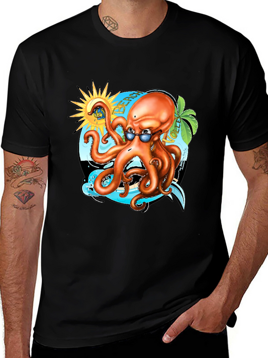 Cool Octopus Beach Volleyball Graphic Tee