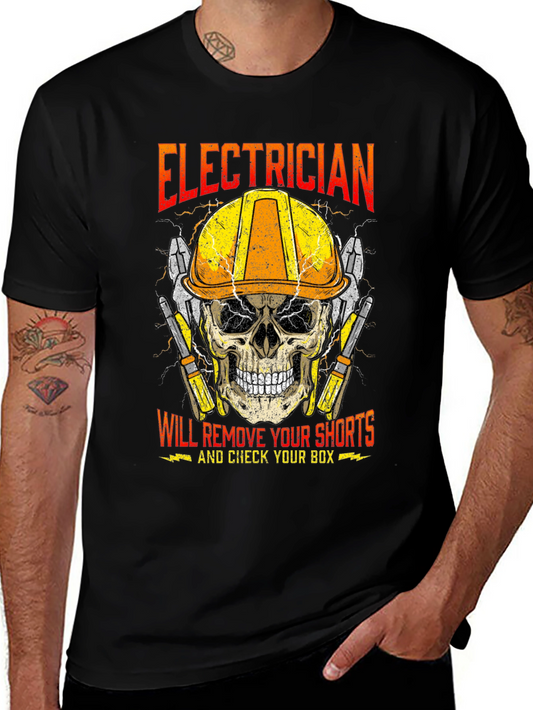 Electrician Skull T-Shirt - Humor Tee