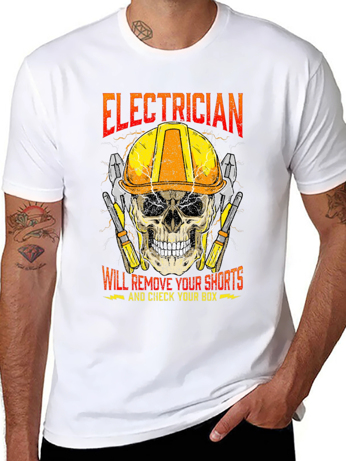 Electrician Skull T-Shirt - Humor Tee