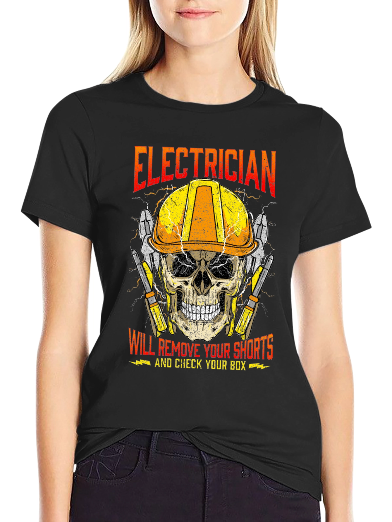 Electrician Skull T-Shirt - Humor Tee