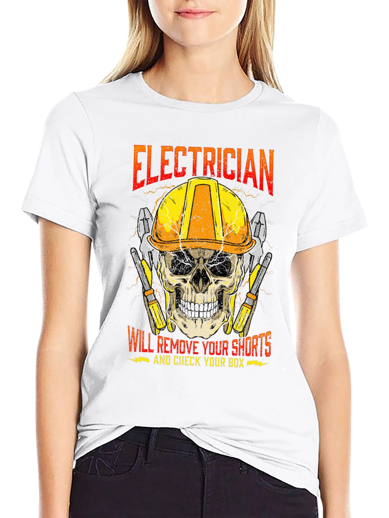 Electrician Skull T-Shirt - Humor Tee