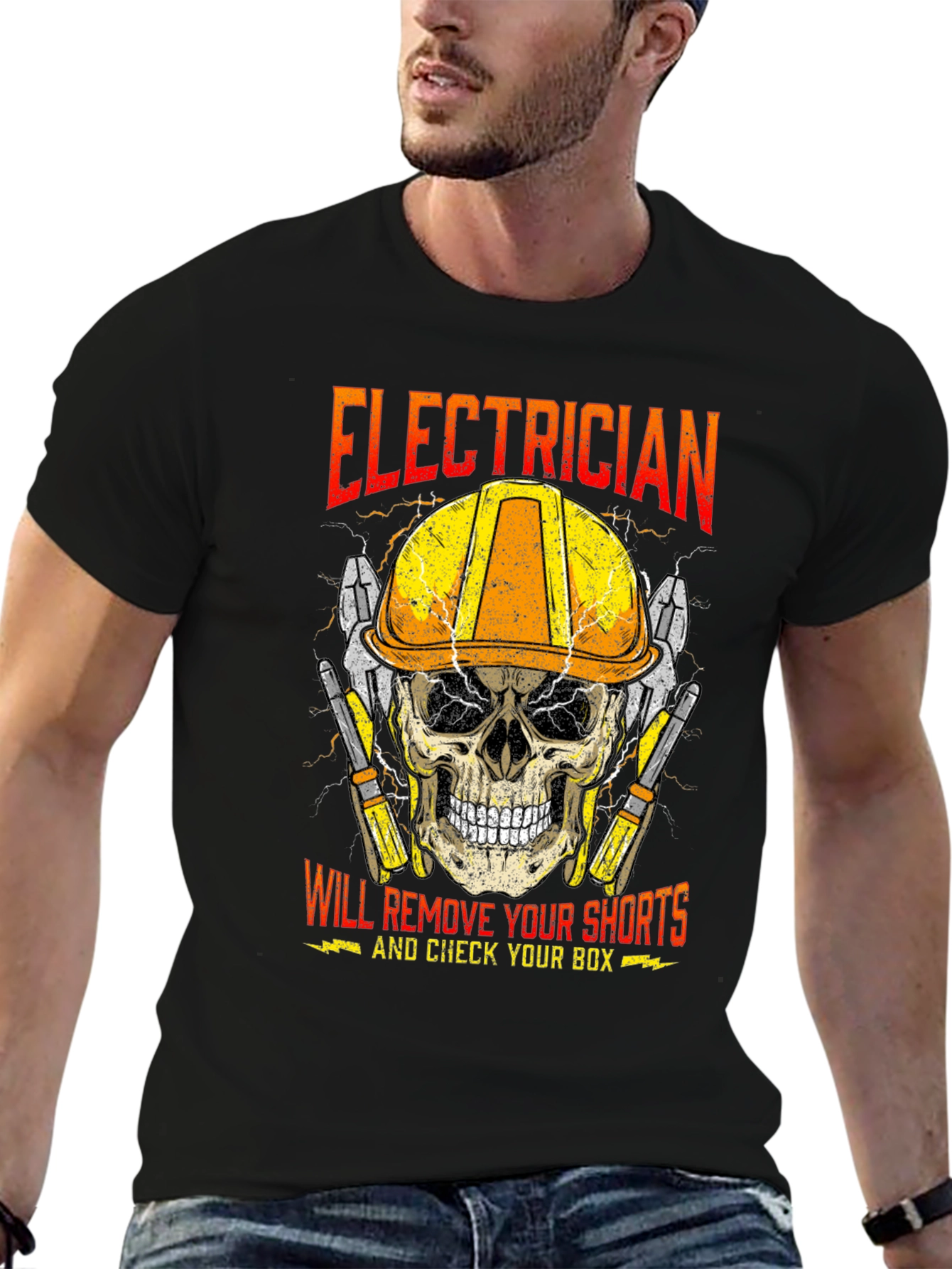 Electrician Skull T-Shirt - Humor Tee