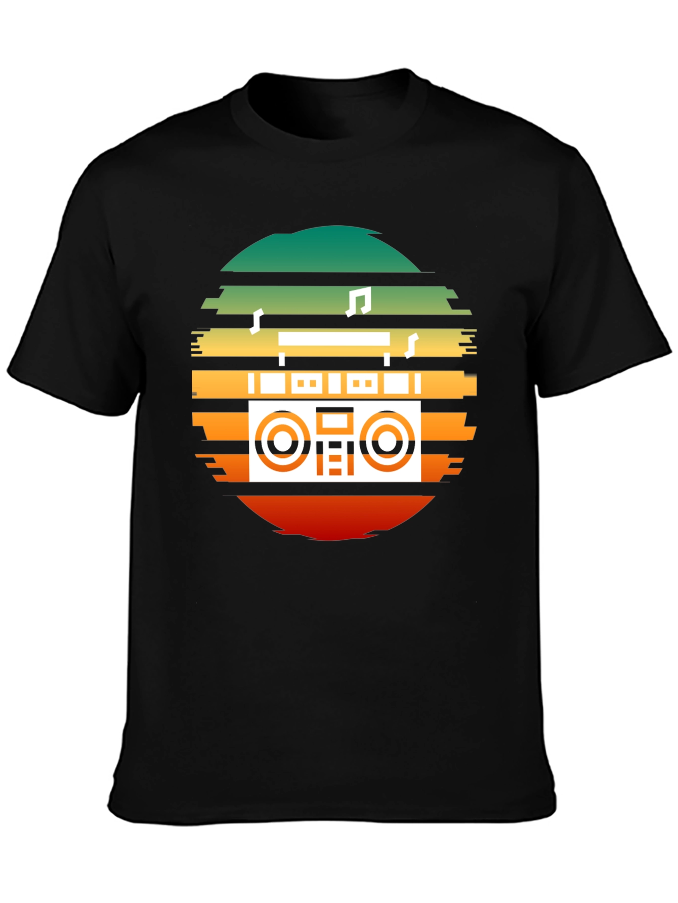 Retro Boombox Sunset Graphic Tee