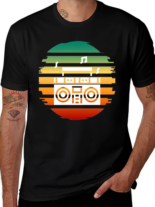 Retro Boombox Sunset Graphic Tee