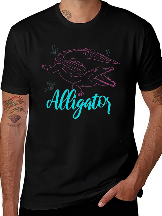 Alligator Graphic Tee - Black Crew Neck T-Shirt
