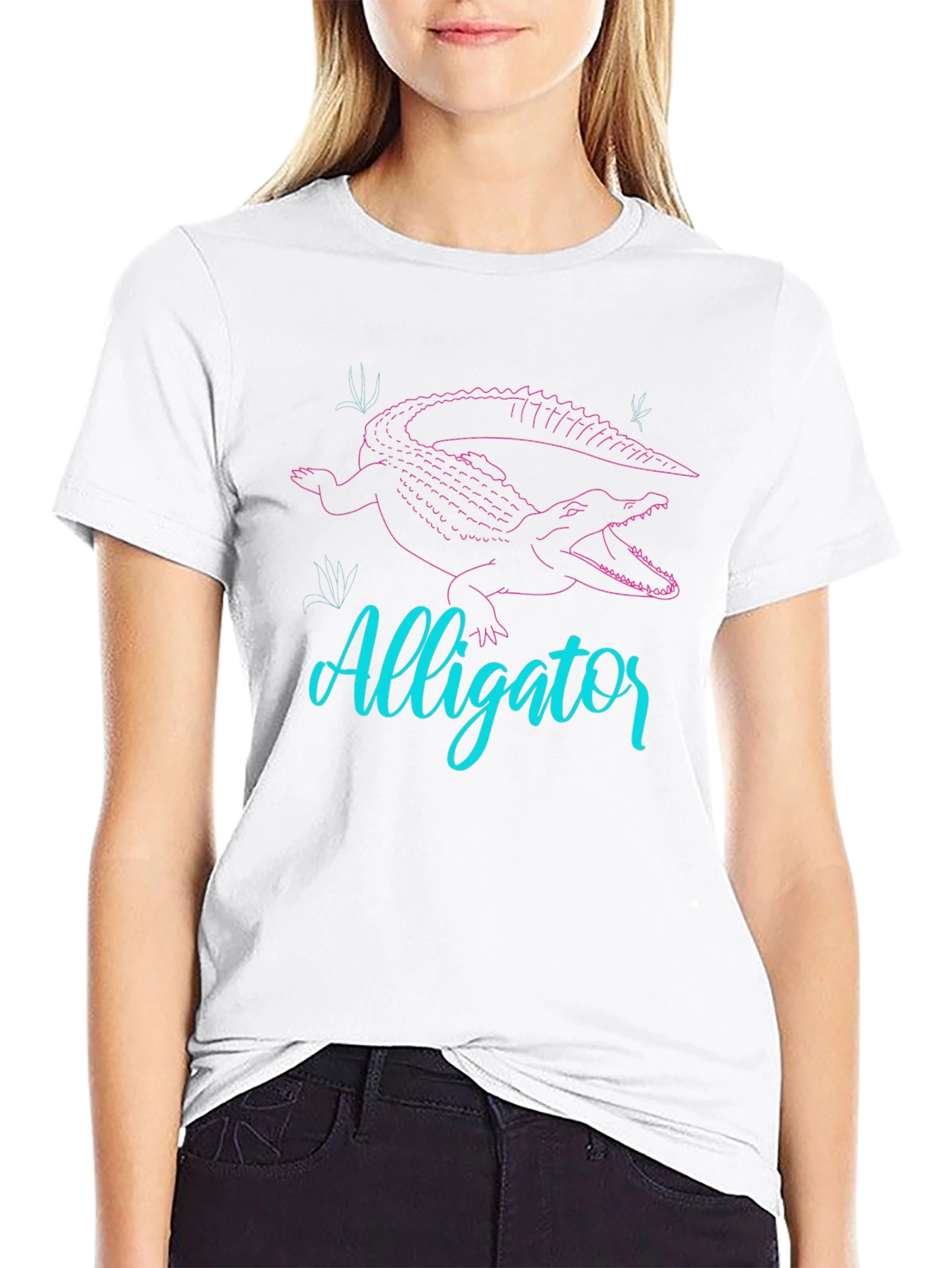 Alligator Graphic Tee - Black Crew Neck T-Shirt