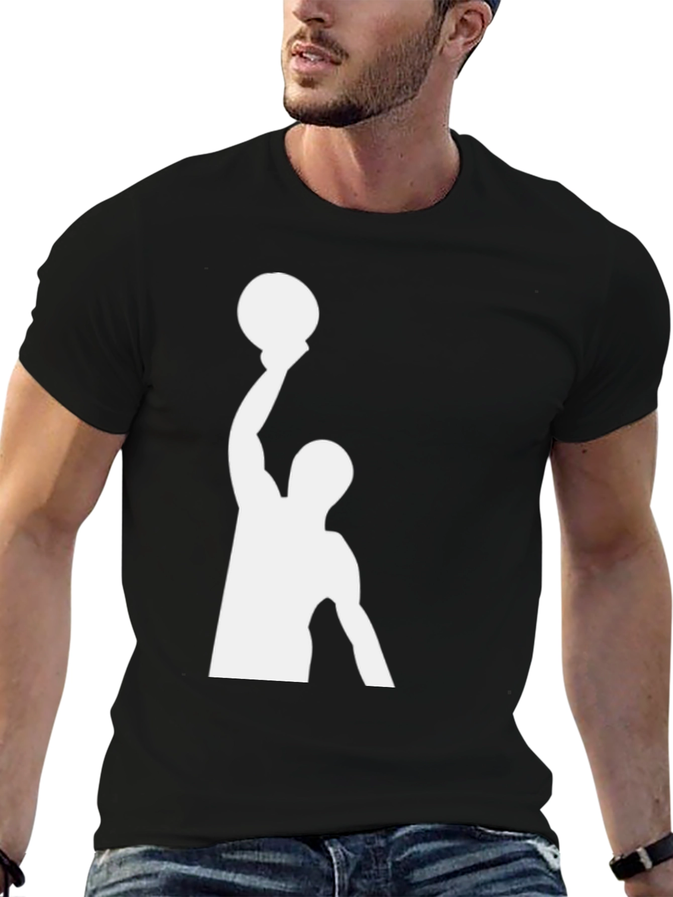 Basketball Player Graphic Tee - Black Cotton T-Shirt