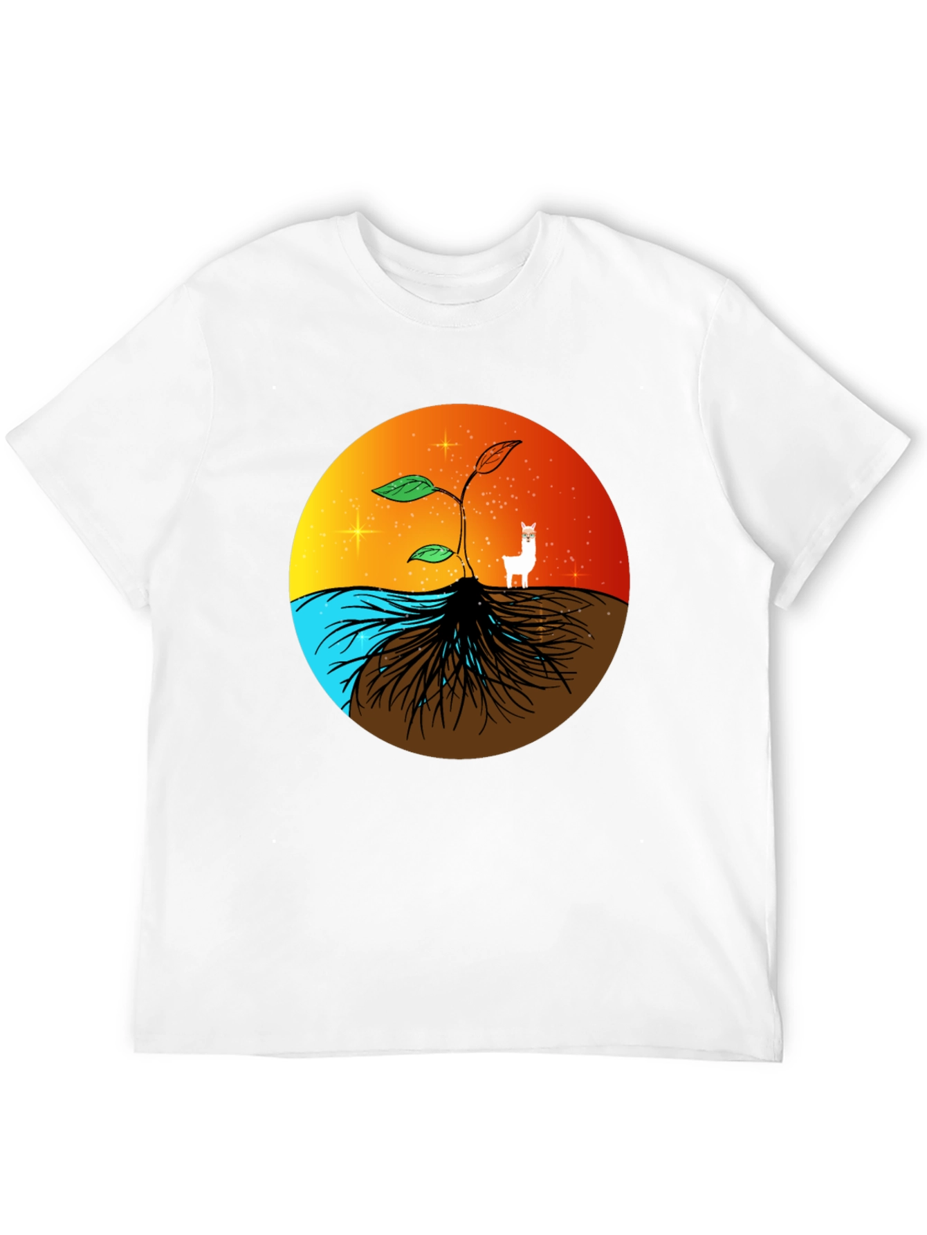 Nature T-Shirt: Sprout Roots Water & Sunset Graphic Tee